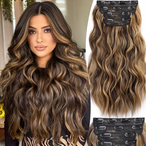 Wavy-Medium Brown mix Caramel Blonde