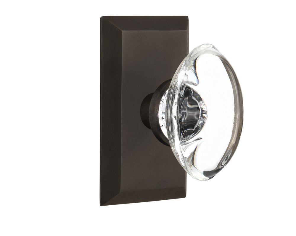 Vintage Style Studio Plate with Oval Clear Crystal Glass Knob - 2.375