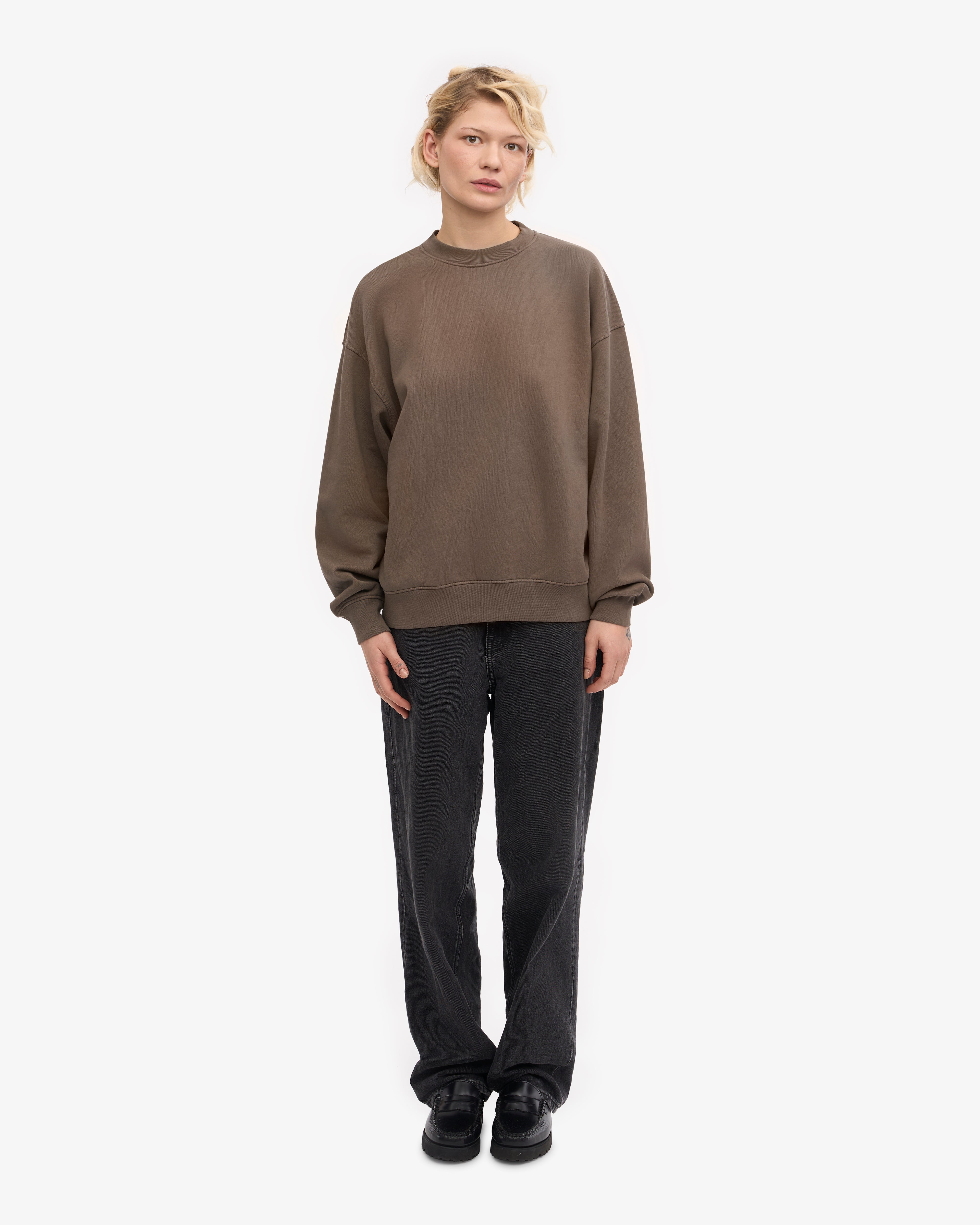 Organic Oversized Crewneck Sweatshirt for Women - Cedar Brown | Soft & Comfortable Pullover for Casual Wear, Loungewear & Fall Fashion