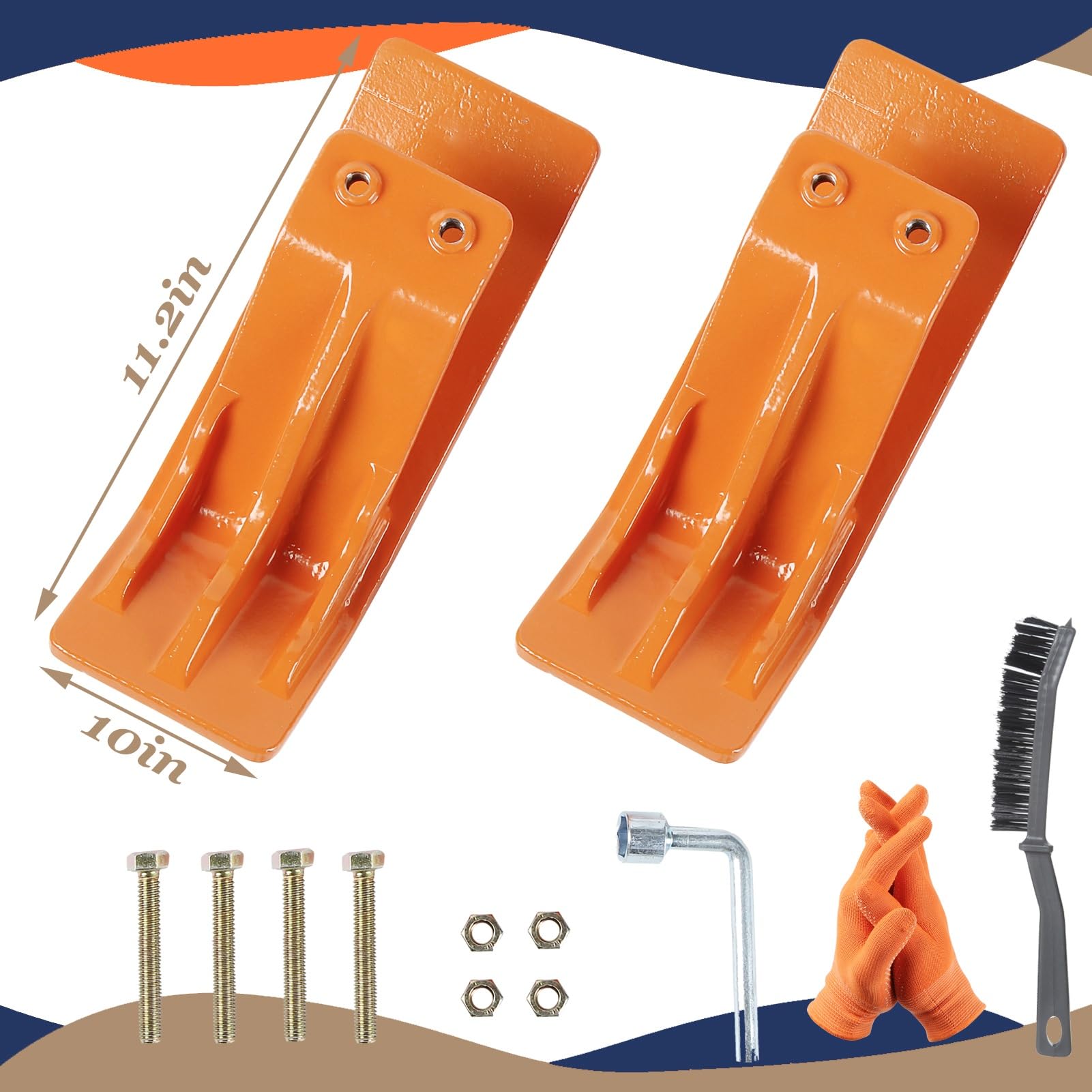 2PCS Tractor Bucket Attachments with Edge Protector & Brush - for Snow Removal & Gravel Spreading