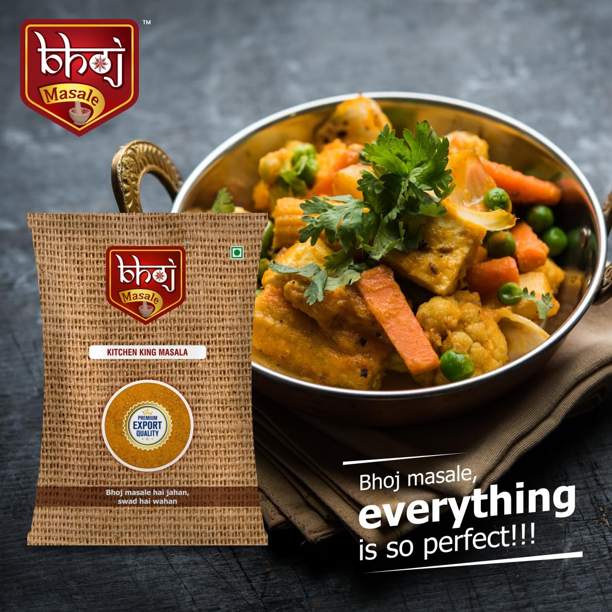 Premium Bhoj Pav Bhaji Masala Powder 100GM - Authentic Indian Spice Blend | No Additives, Preservatives, Onion or Garlic (Jain Friendly) | Perfect for Homemade Pav Bhaji, Street Food & Vegan Cooking