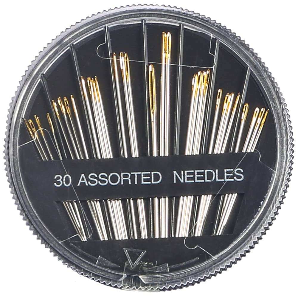 Premium Hand Sewing Needles 30-Piece Set - 6 Sizes Assorted Needles with 2 Threaders for Fabric Repair & Crafting - Ideal for Quilting, Embroidery, Clothing Alterations & DIY Sewing Projects (Black)