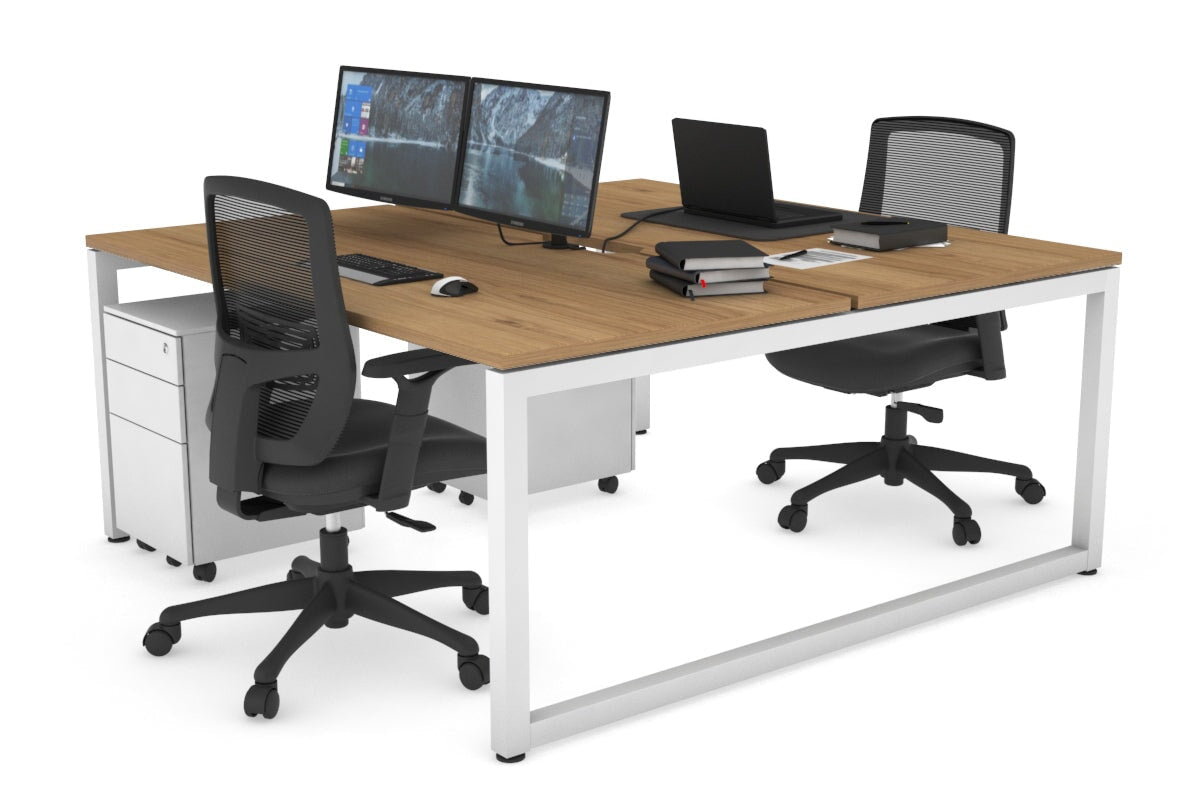 Quadro Loop Legs 2 Person Office Workstation - 1600L x 800W with Cable Management - Modern Shared Desk for Collaborative Workspaces & Home Offices