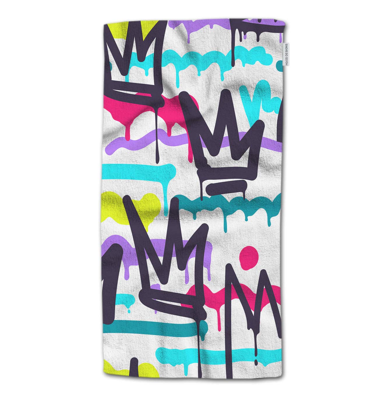 HGOD DESIGNS Hand Towel Crown - Black & White Graffiti Hip Hop Street Art Style - 30