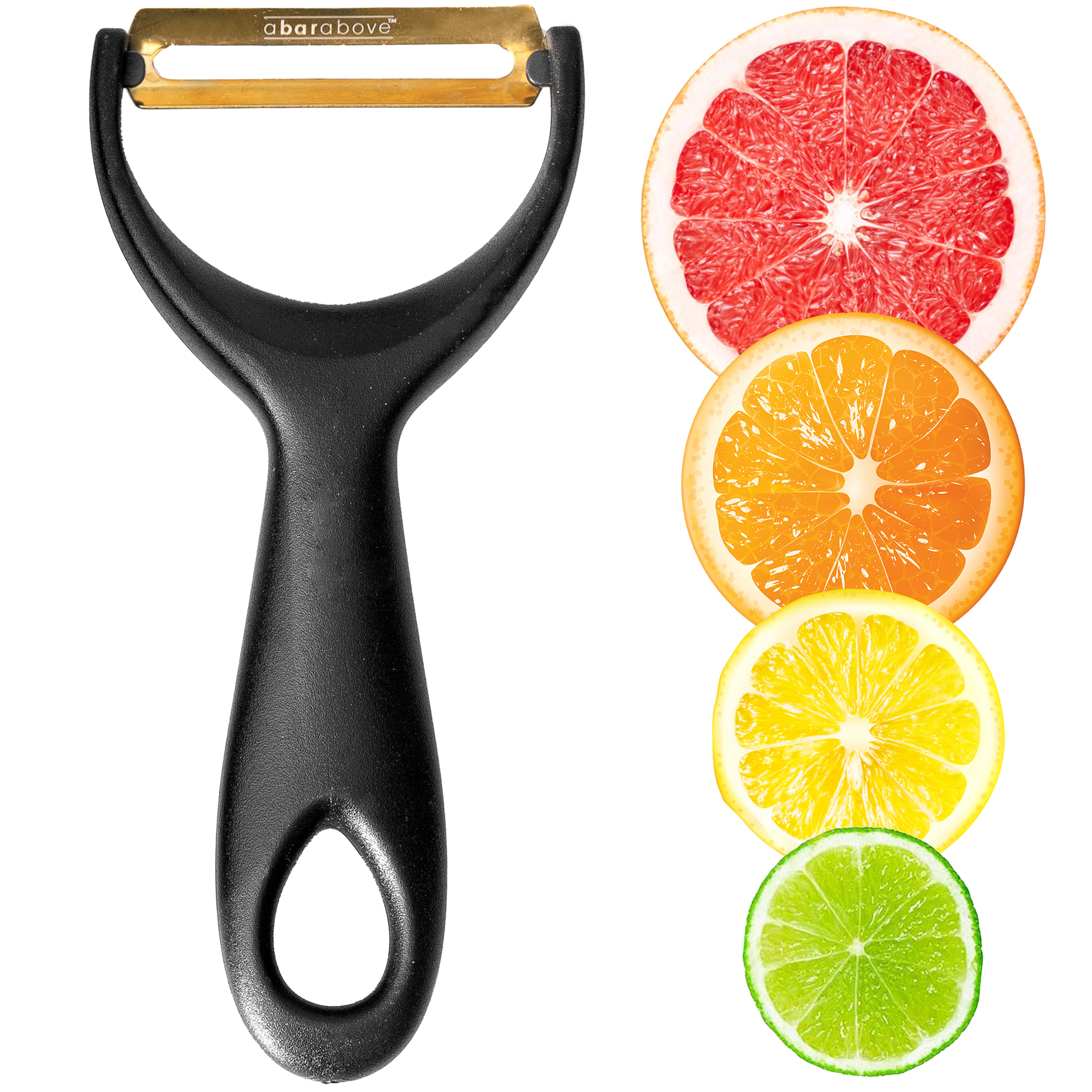 Premium Stainless Steel Citrus Peeler - Gold Kitchen Tool for Peeling Oranges, Lemons & Grapefruits - Perfect for Juicing, Baking & Cocktail Making