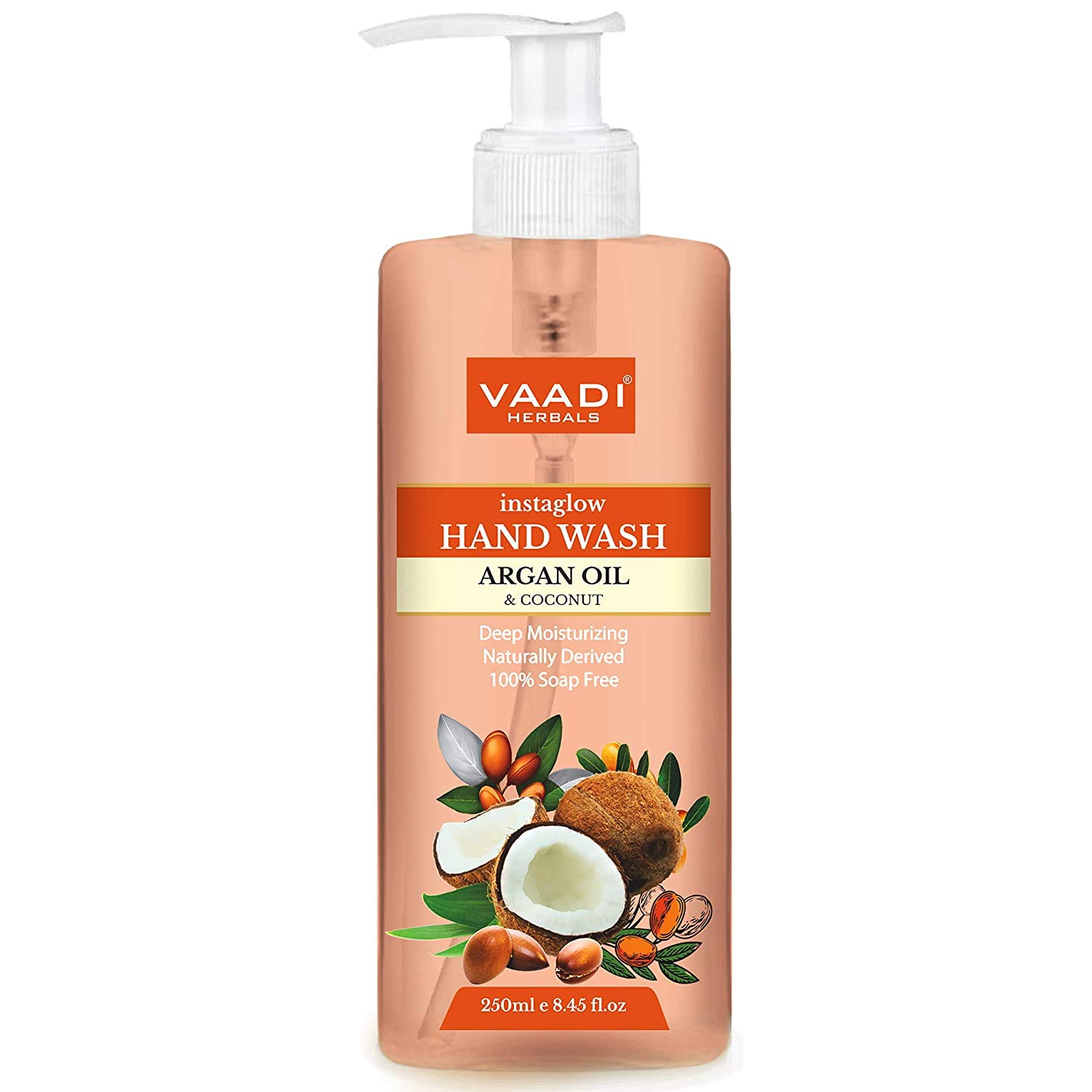 Vaadi Herbals Instaglow Argan Oil & Coconut Hand Wash - 250ml | Moisturizing & Nourishing Natural Hand Soap | Perfect for Dry Skin & Daily Hand Care at Home or Office