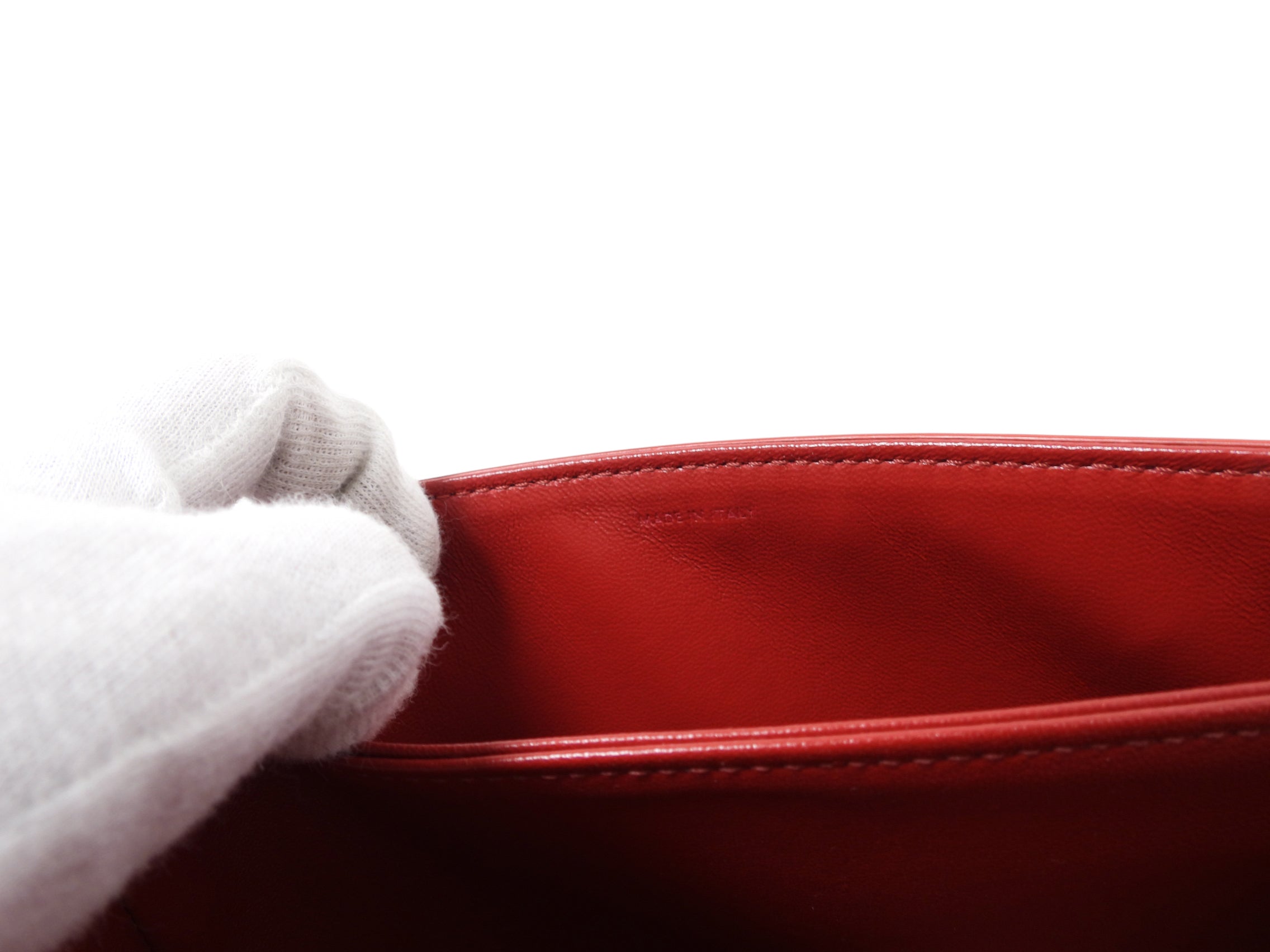 Celine Red Teen Triomphe Bag in Shiny Calfskin Leather - Luxury Crossbody Purse for Women, Perfect for Date Night & Evening Events