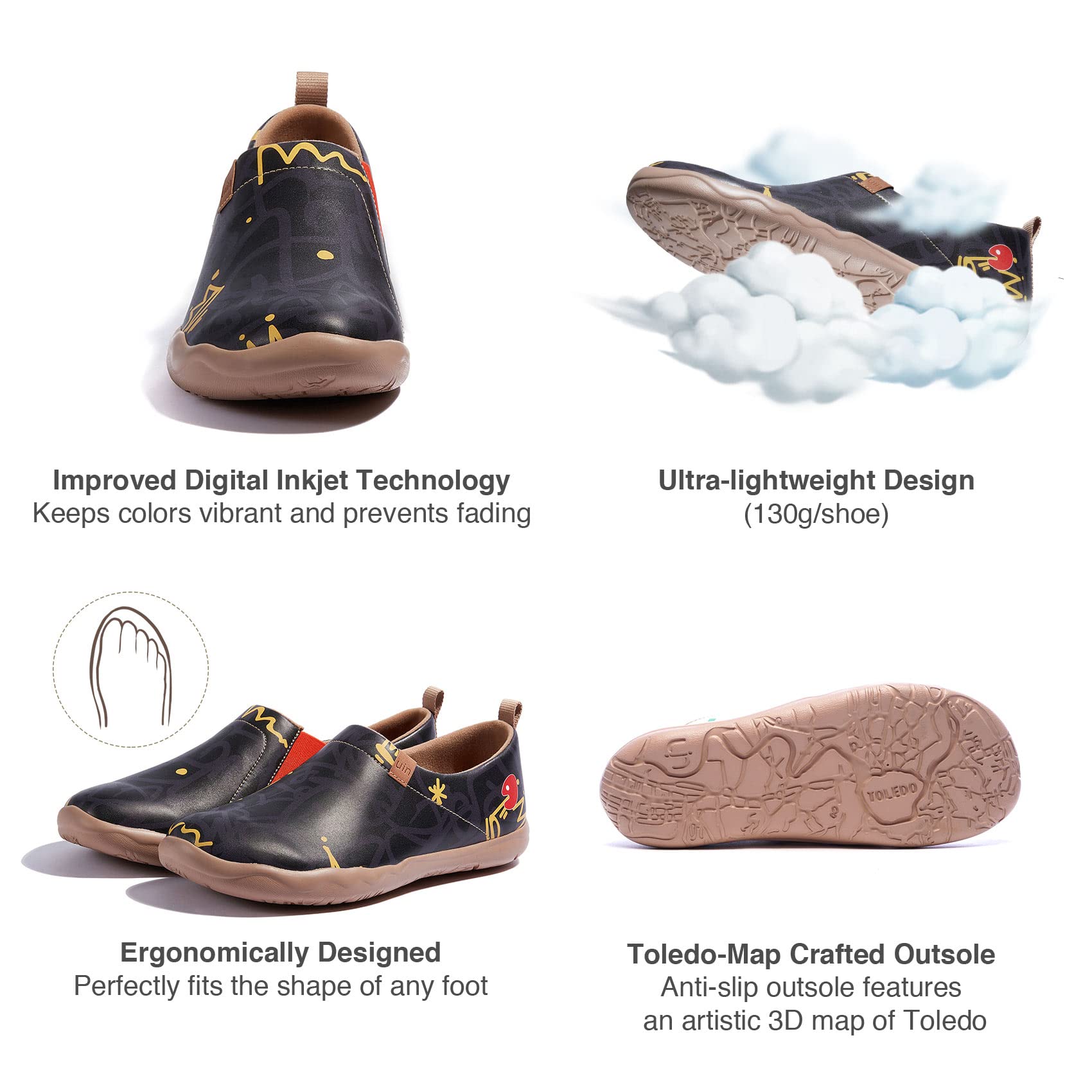 UIN Men's Slip-On Walking Shoes - Lightweight Travel Loafers with Microfiber Upper - Comfortable Casual Sneakers for Walking, Travel & Daily Wear