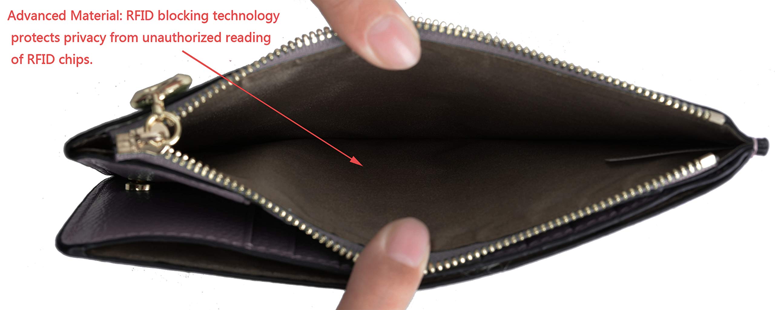 YALUXE Women's Genuine Leather RFID Blocking Wallet with Zipper Closure - Multi Card Organizer & Phone Pocket - Perfect for Travel, Work, and Everyday Use