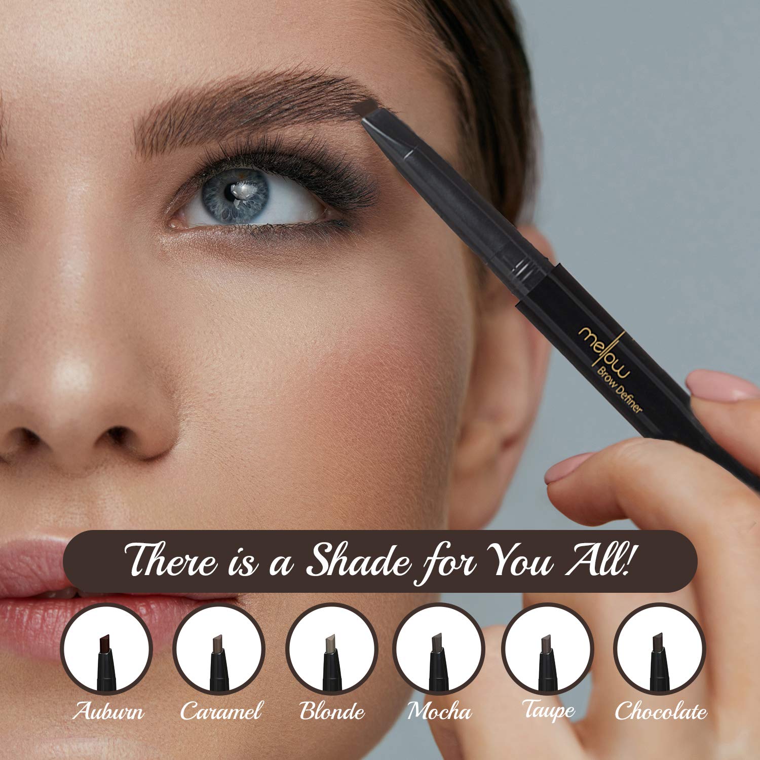 Mellow Cosmetics Brow Definer Eyebrow Pencil - Triangular Tip for Precise Application, Non-Greasy & Long Lasting Formula, Smooth Glide Professional Eyebrow Makeup | Cruelty Free, Vegan & Paraben Free (Chocolate) | Perfect for Everyday Makeup, Salon Looks & On-The-Go Touch Ups