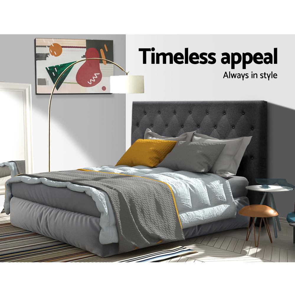 Double Size Cappi Bed Headboard - Charcoal Upholstered Fabric Headboard for Bedroom, Living Room & Guest Room