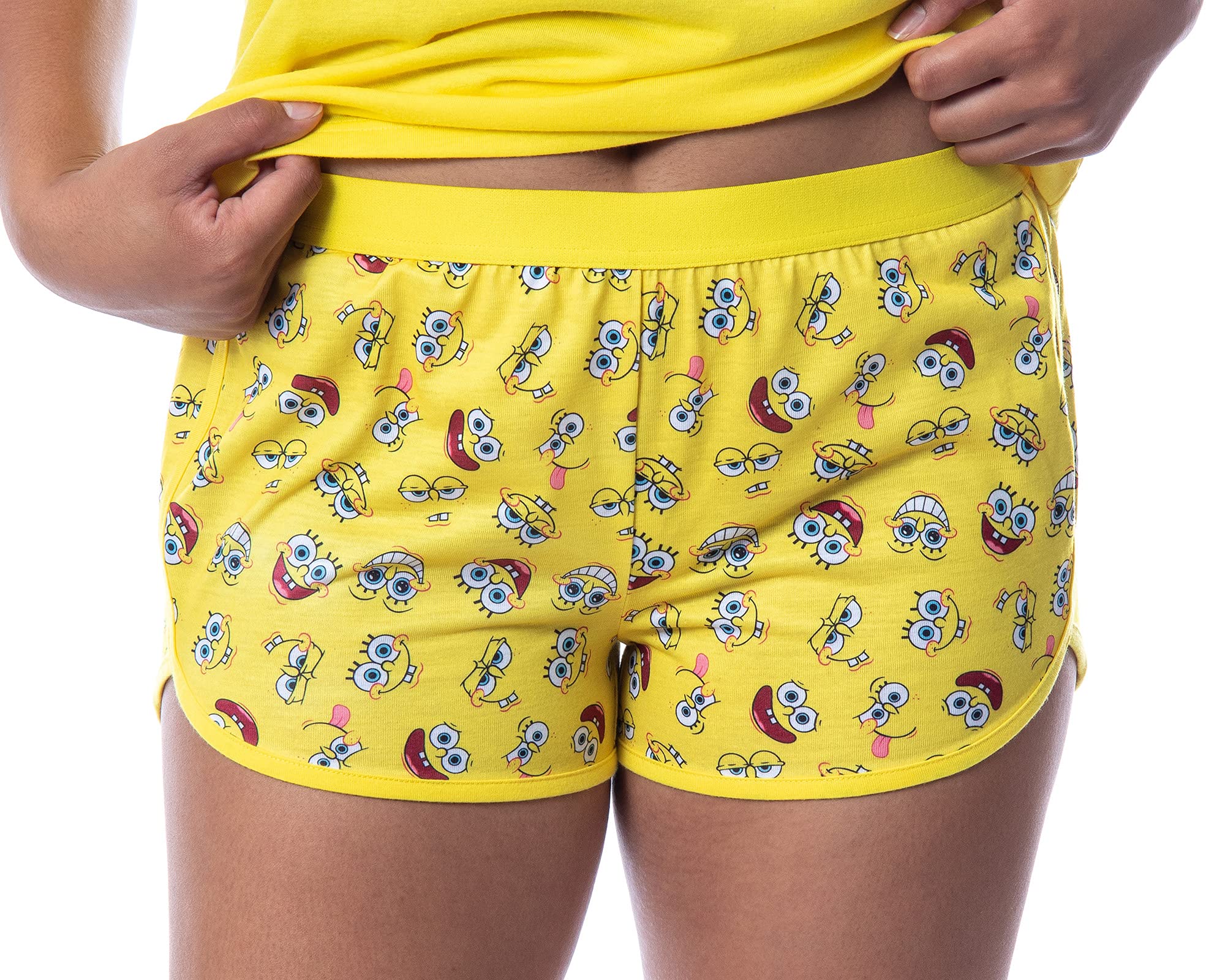 SpongeBob SquarePants Women's Pajama Set - Nickelodeon Cartoon Character Tank Top & Shorts Sleepwear for Lounge, Sleepovers & Cosplay
