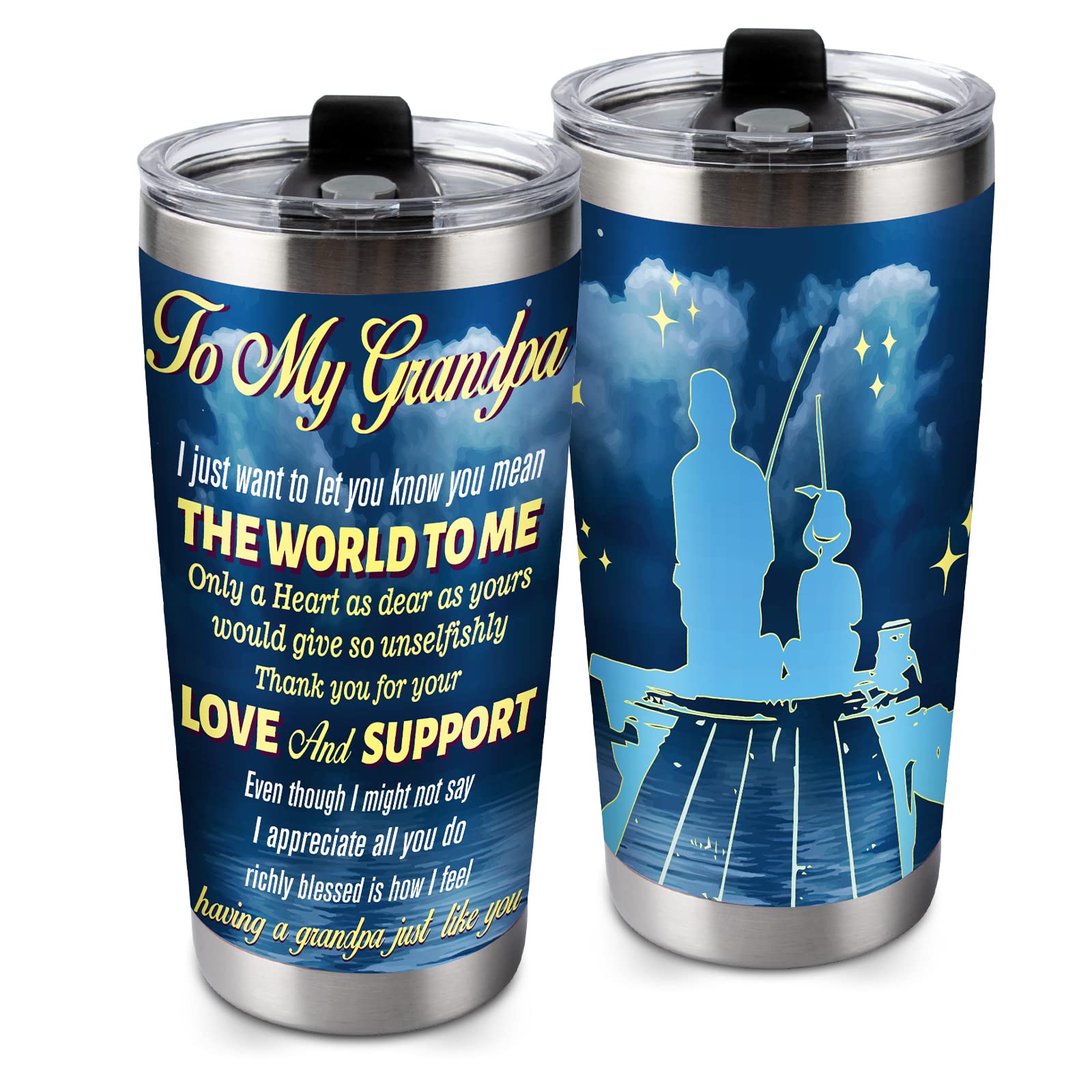 PRSTENLY 20oz Stainless Steel Tumbler - Grandpa Birthday Gift for Coffee Lovers | Perfect for Anniversaries & Grandparents Day