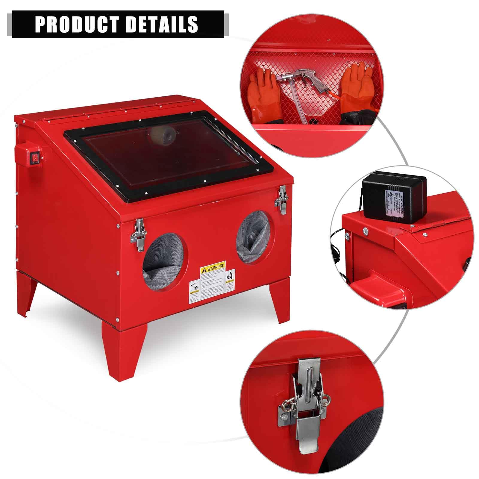 AutoForever 40 Gallon Heavy Duty Bench Top Sandblasting Cabinet - Large Abrasive Blaster with Gun, 4 Nozzles & Air Compressor (60-125PSI/6-25CFM) for Rust, Paint, Stain Removal - Perfect for Automotive Restoration, Metal Cleaning & DIY Projects