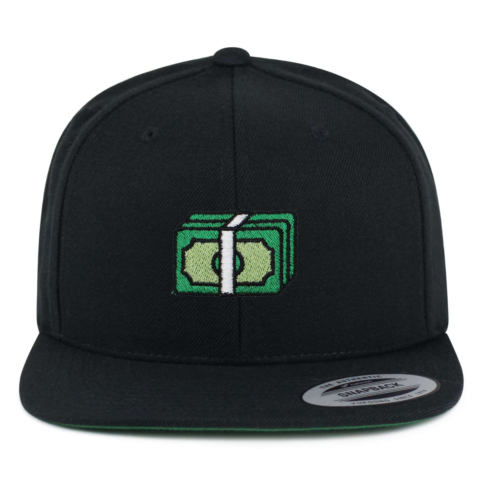 Money Embroidered Yupoong Flat Bill 6-Panel Snapback Hat with Dollar Sign Design - Perfect for Streetwear, Hip Hop Fashion & Urban Style