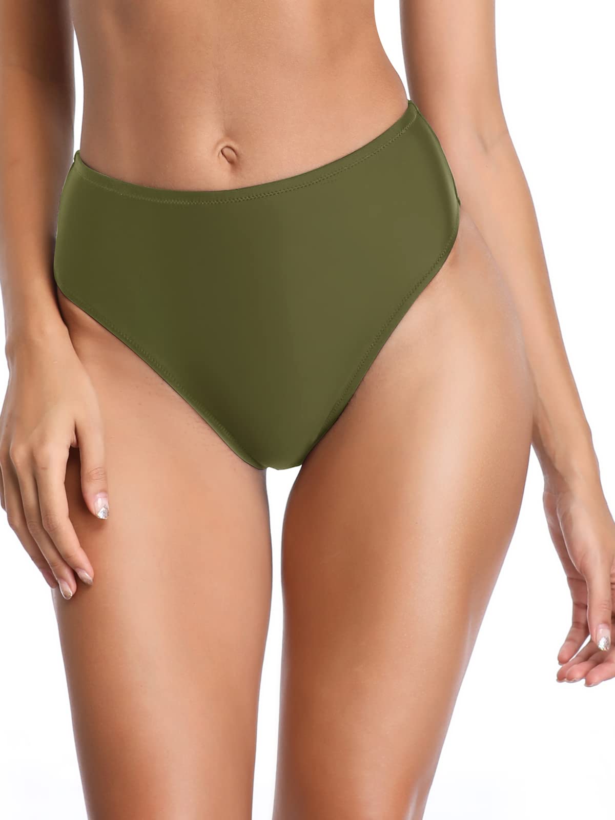 RELLECIGA Women's High Cut High Waisted Bikini Bottom Swimwear - Sexy Brazilian Cheeky Swim Bottoms for Beach, Pool & Vacation