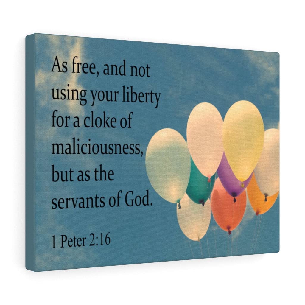 Christian Wall Art - Bible Verse Print 1 Peter 2:16 'Servants of God' - Inspirational Scripture Wall Decor for Home, Church & Office - Ready to Hang Gift for Religious Occasions