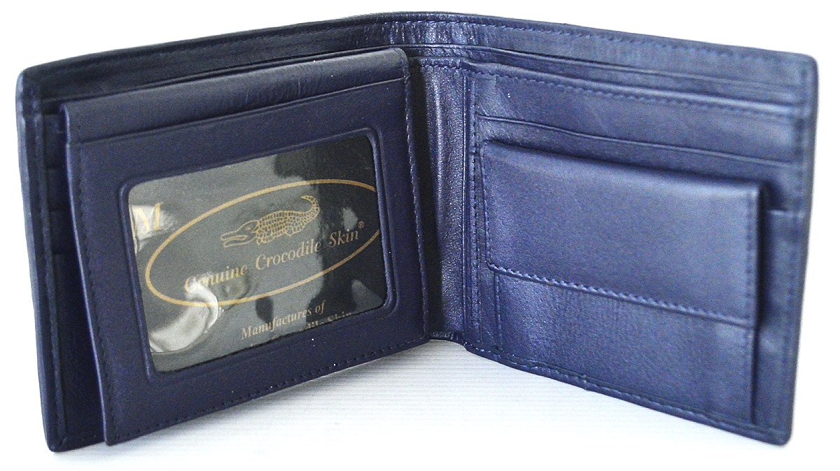 Premium Men's Bifold Crocodile Tail Leather Wallet - Dark Blue | RFID Blocking | Slim Design | Perfect Gift for Dad, Husband & Business Professionals | Everyday Carry & Formal Occasions