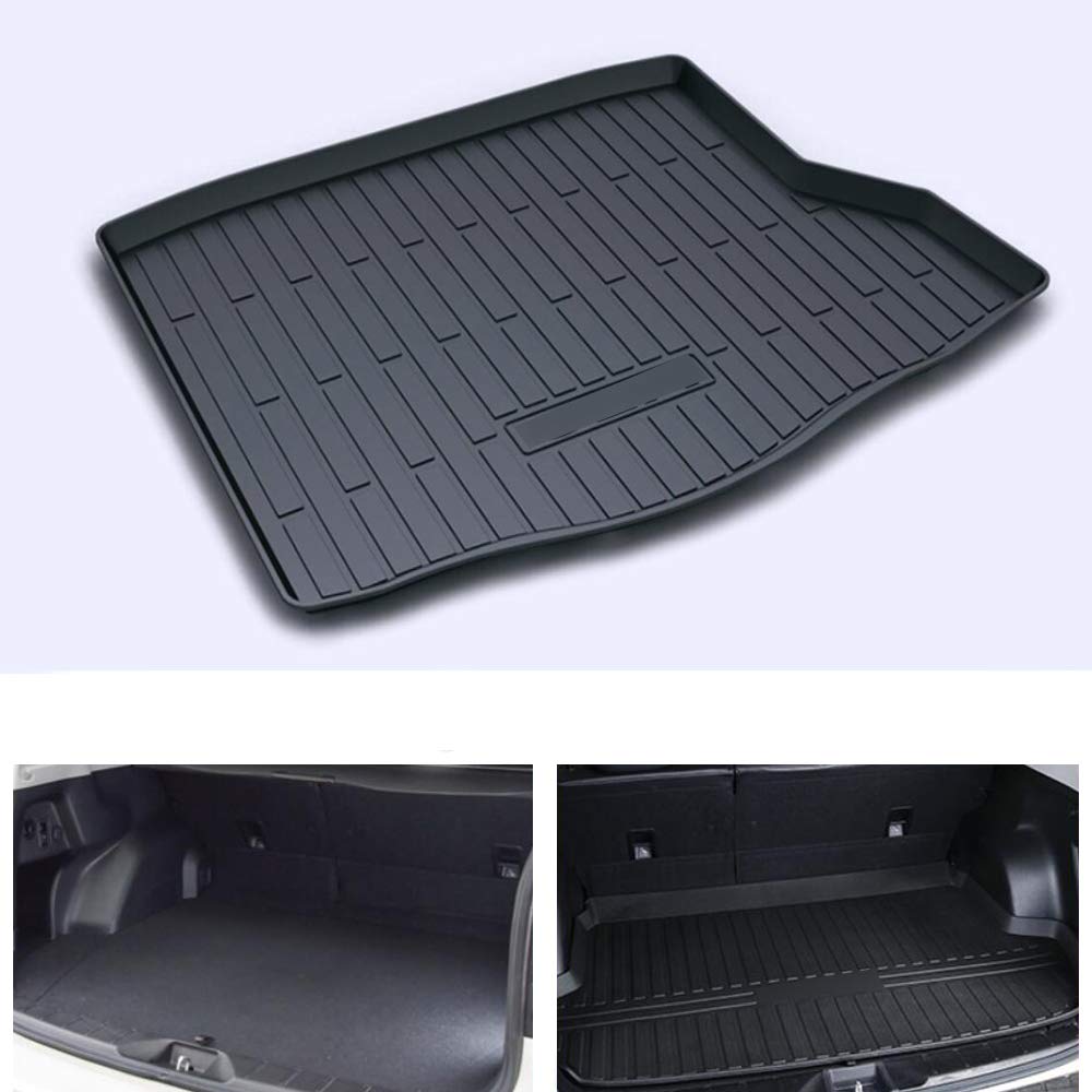Premium Black Rubber Car Floor Mats - Heavy Duty Trunk Liner & Cargo Tray Protector for Kia Cerato Sedan 2014-2017 Models | All-Weather Protection & Easy Cleaning for Daily Commute & Road Trips
