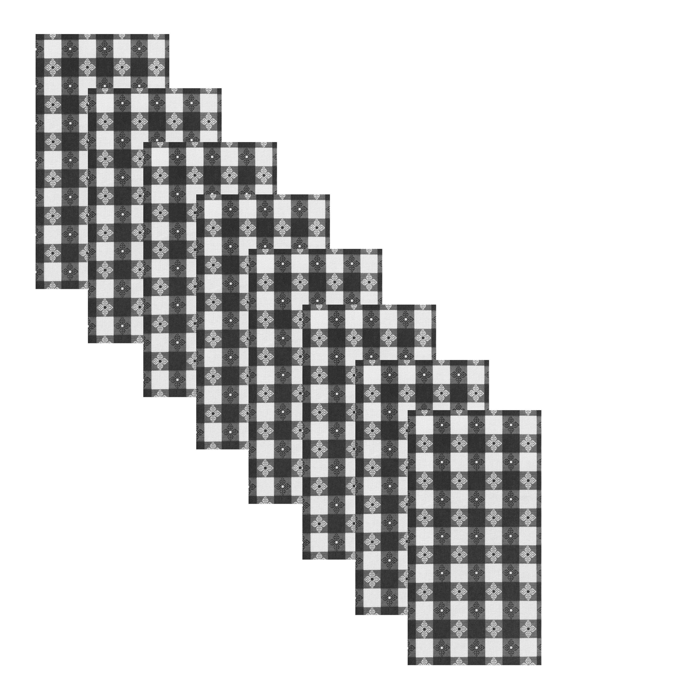 Premium American Tavern Check Indoor/Outdoor Fabric Napkins - Waterproof & Stain Resistant Bistro Checkered Table Linens (Set of 8, Black) - Perfect for Restaurants, Picnics, BBQs & Dinner Parties
