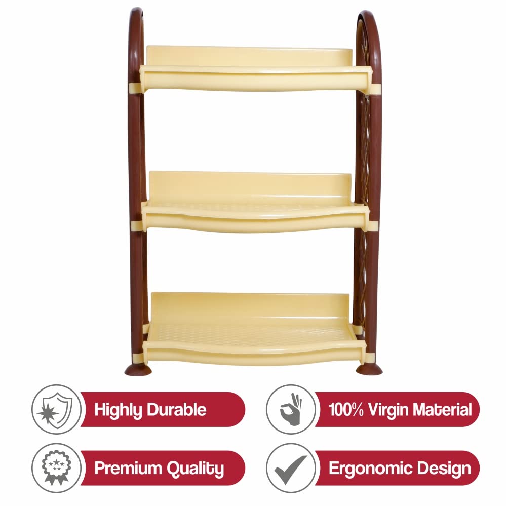 **Wonder Homeware Rexo 103 3-Tier Wall Mounted Kitchen Organizer Rack - Durable Shelf for Spice Jars, Utensils & Storage - Space-Saving Blue & Yellow Design - Perfect for Small Kitchens, Pantries & Countertop Organization**