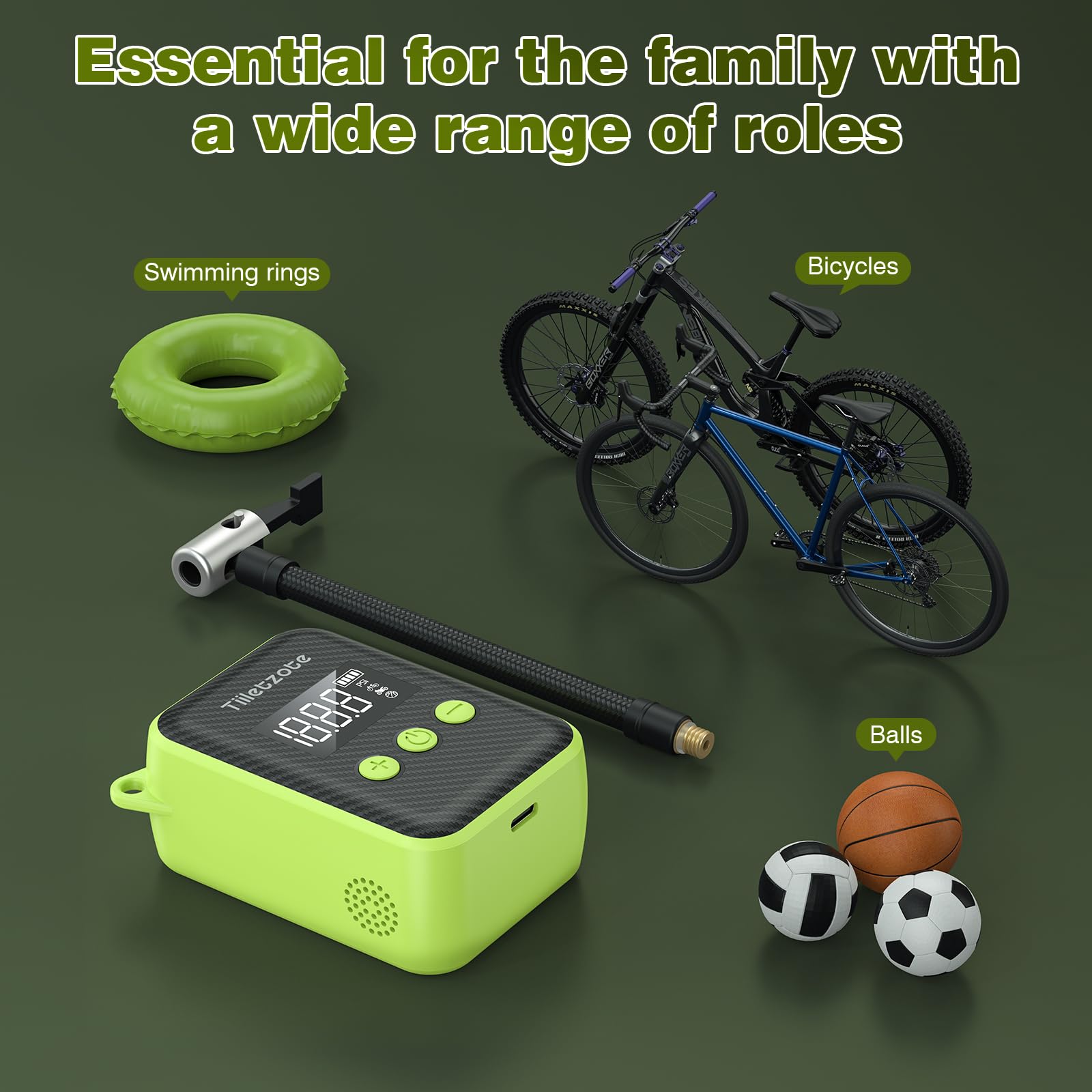 130 PSI Electric Mini Bike Pump - Portable Rechargeable Bicycle Tire Inflator with Gauge & Auto-Shutoff | Presta & Schrader Valve Compatible | Perfect for Mountain, Road & City Bikes | Ideal for Commuting, Cycling Trips & Emergency Repairs