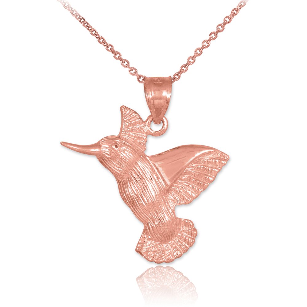 14K Rose Gold Hummingbird Pendant Necklace for Women - Elegant Jewelry Gift for Birthday, Anniversary & Valentine's Day - Perfect for Everyday Wear & Special Occasions