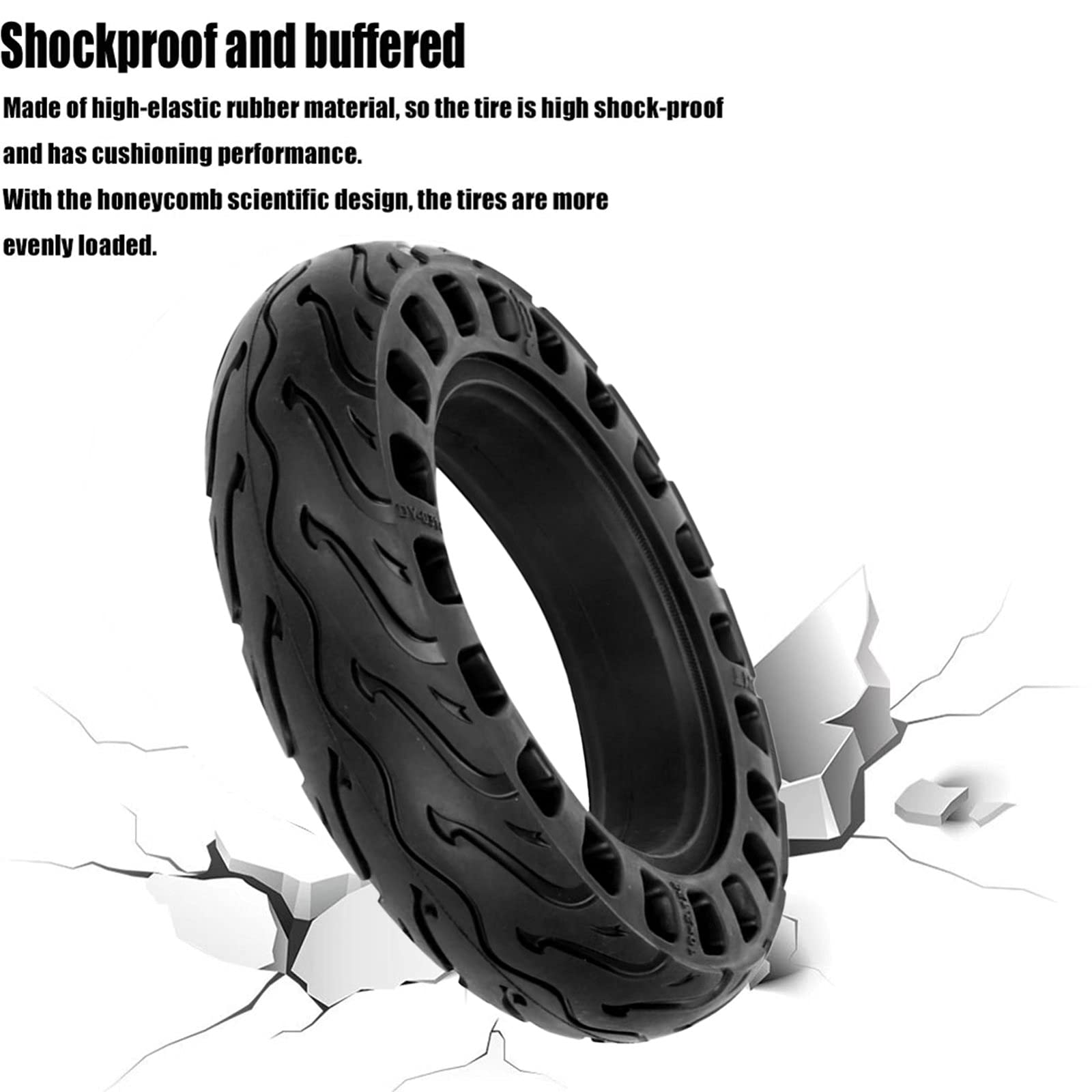 10x2.125 Electric Scooter Tubeless Tires - 2 Pack Honeycomb Design Solid Replacement Tires | Wear-Resistant, High Elastic, Anti-Slip & Explosion-Proof | Perfect for Commuting, Campus Travel & Urban Mobility