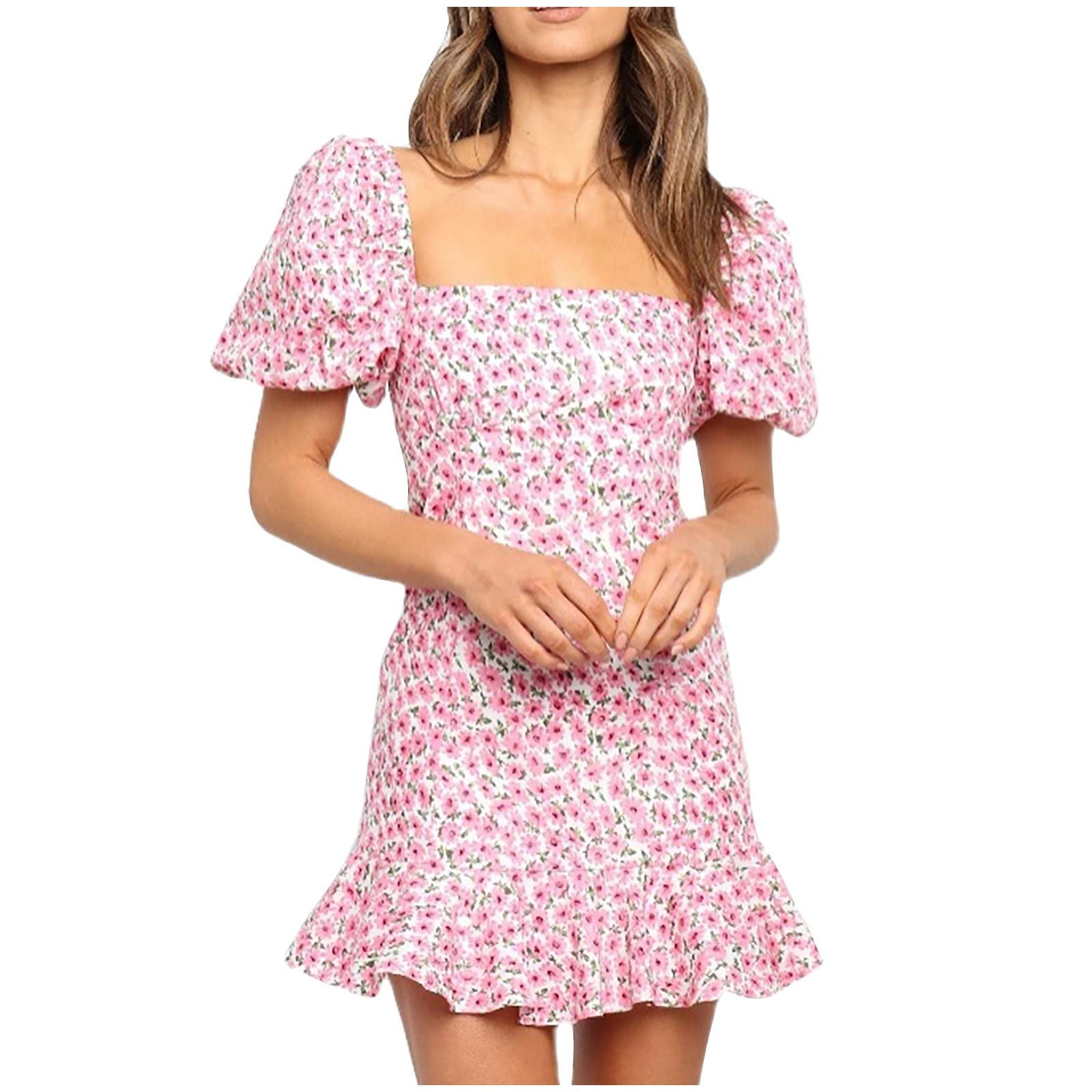 HHPP Women's Summer Midi Dress - Fashionable Loose Fit Bubble Sleeve Business Casual Dress for Spring & Summer | Perfect for Office Wear, Date Nights & Vacation Outfits