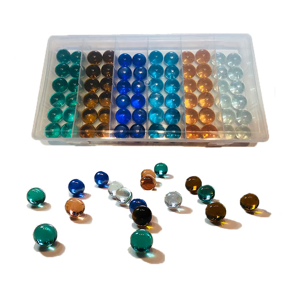 72 PCS Colorful Glass Marbles for Kids - 6 Vibrant Colors Bulk Marble Set for Marble Run Games, Chinese Checkers, DIY Vase Decor & Home Decoration - Perfect for Party Favors, Sensory Play and Classroom Rewards