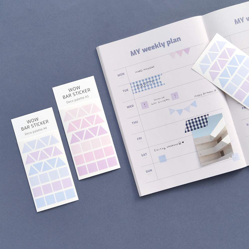 Monolike Wow Bar Sticker Deco Palette Set - Mini Cute Square Stickers for Scrapbooking, Journaling, DIY Crafts & Planner Decorations