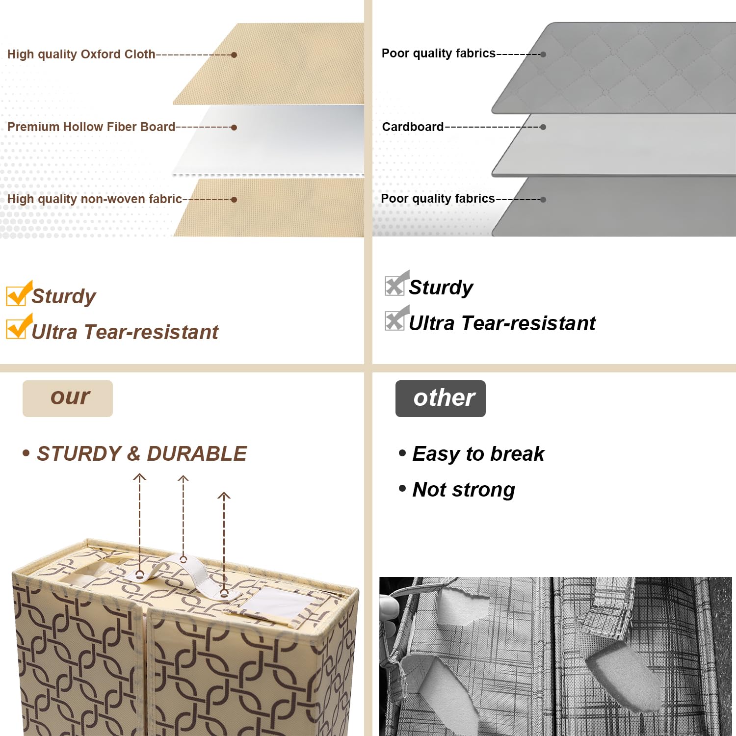 Cosyzone 4-Pack Large Bed Sheet Organizers & Storage - Foldable Fabric Container Box for Queen/King Size Sheets, Duvet Covers & Pillowcases - Beige Linen Closet Organizer for Neat Bedding Storage | Perfect for Home Organization & Space-Saving Solutions
