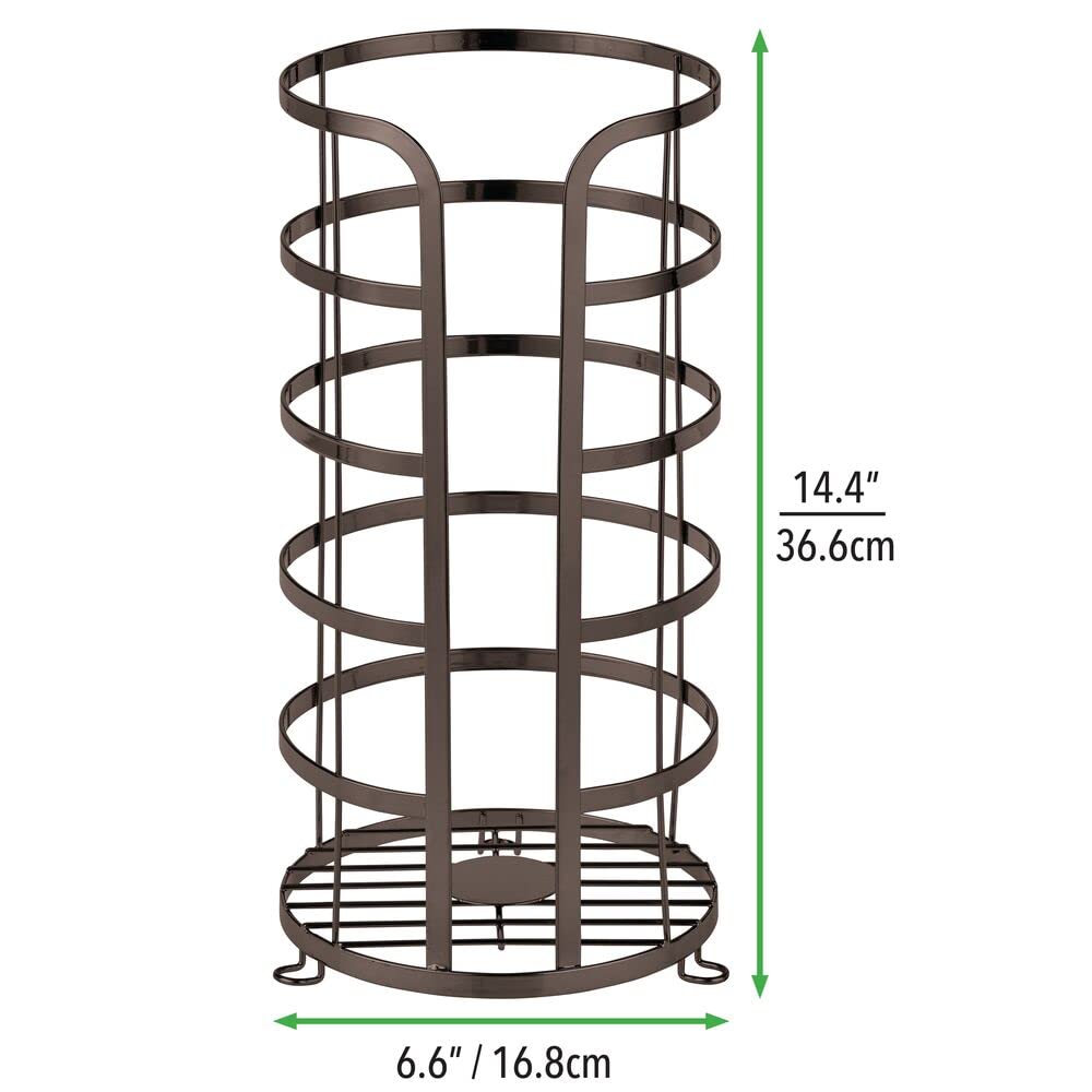 mDesign Bronze Free Standing Toilet Paper Holder with Storage - Holds 3 Rolls & Mega Rolls - Bathroom Tissue Organizer for Powder Room & Home Decor - Perfect for Small Spaces & Guest Bathrooms