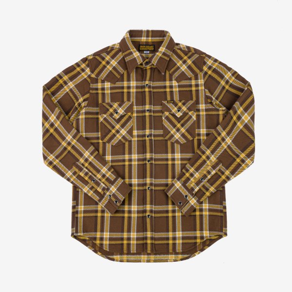 Iron Heart IHSH 372 Ultra Heavy Flannel Western Shirt - Brown Crazy Check Plaid for Men | Durable Workwear & Outdoor Adventure Shirt