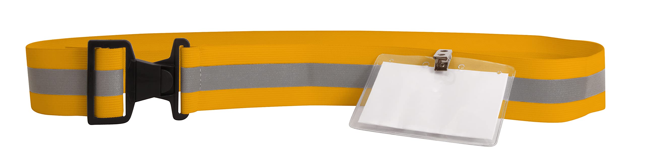 High Visibility Reflective Safety Belt with ID Holder - Gold for Night Running, Cycling & Construction Work