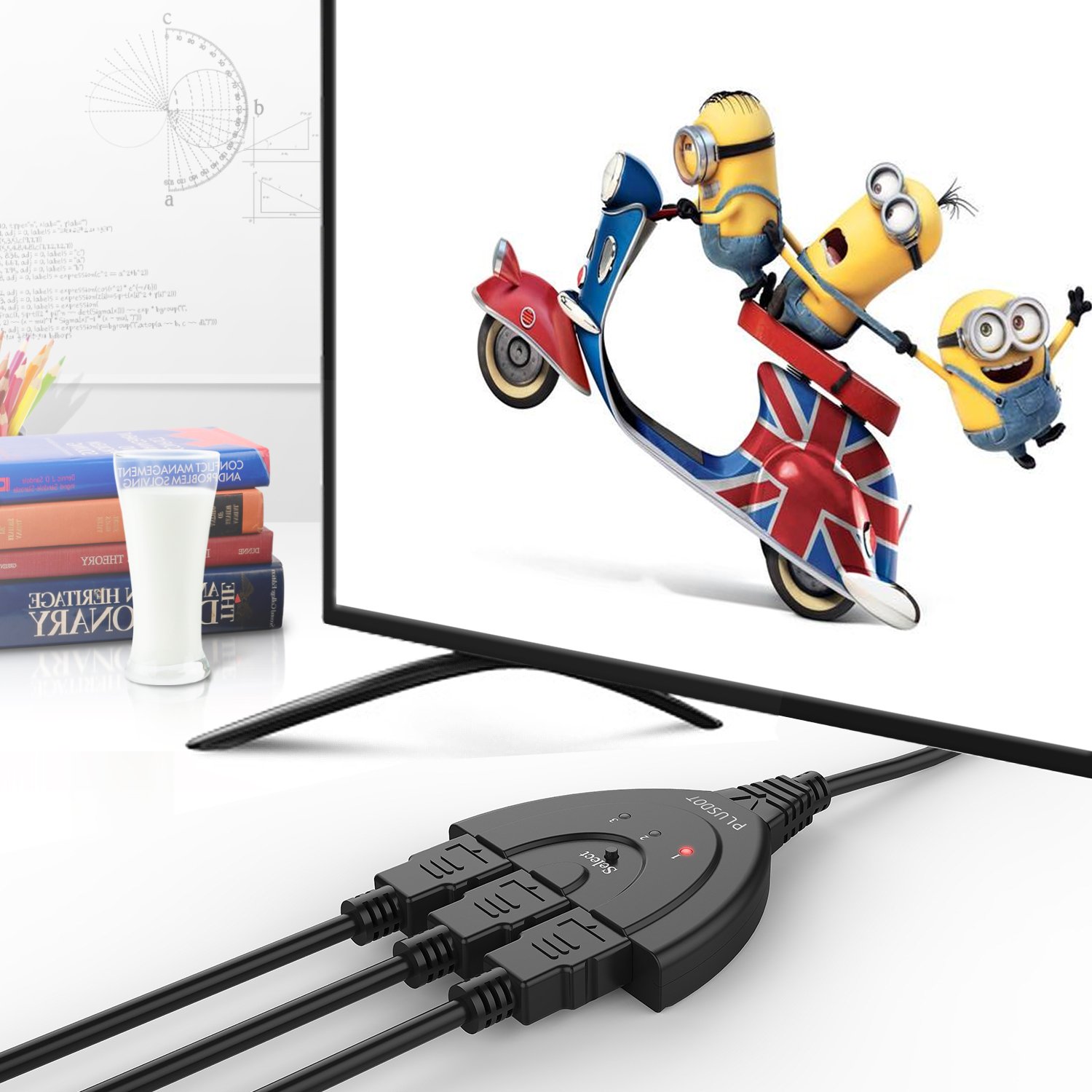 3-Port HDMI Switch Splitter 3x1 Selector with Pigtail Cable - 1080P HD 3D Switcher for HDTV, Blu-ray, DVD, PS4/PS3, Xbox 360/Xbox One - Perfect for Home Theater & Gaming Setup