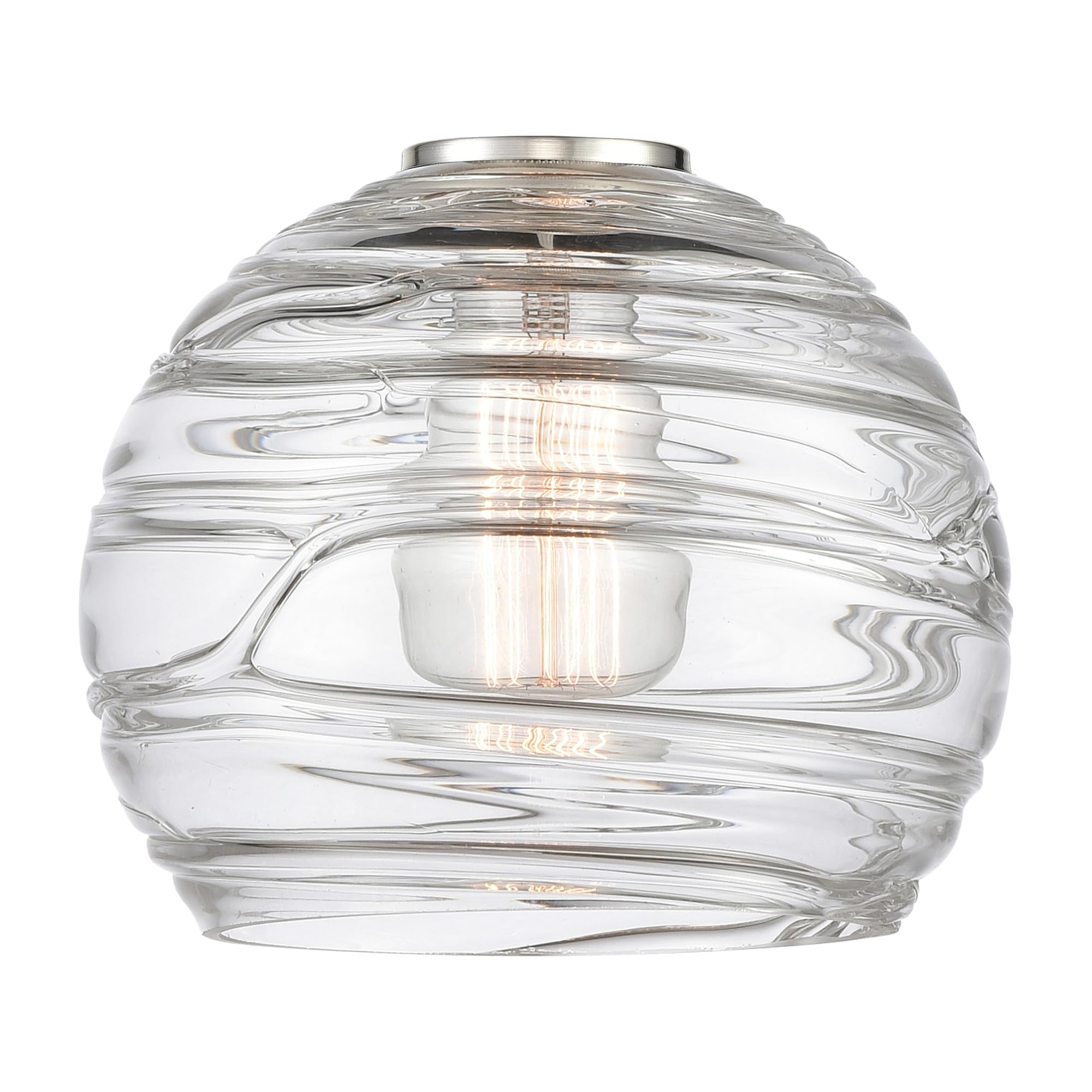 Edison Athens 8-Inch Semi-Flush Mount Light Fixture - Matte Black with Clear Deco Swirl Glass Shade - Vintage Inspired Ceiling Light for Dining Room, Bedroom or Entryway