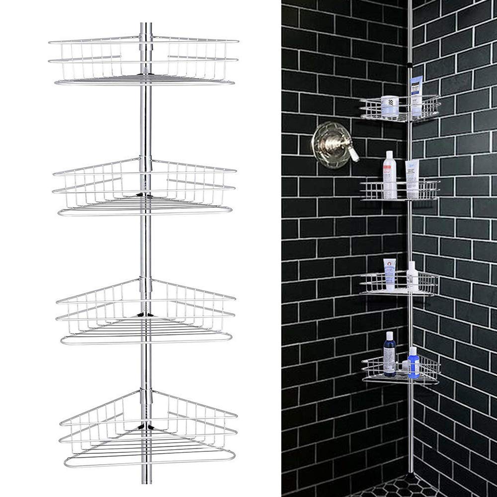 4-Layer Wall Mounted Bathroom Shelf - Space Saving Storage Organizer for Kitchen, Bathroom, Bedroom - Perfect for Shower Caddies, Towel Racks & Toiletries Organization