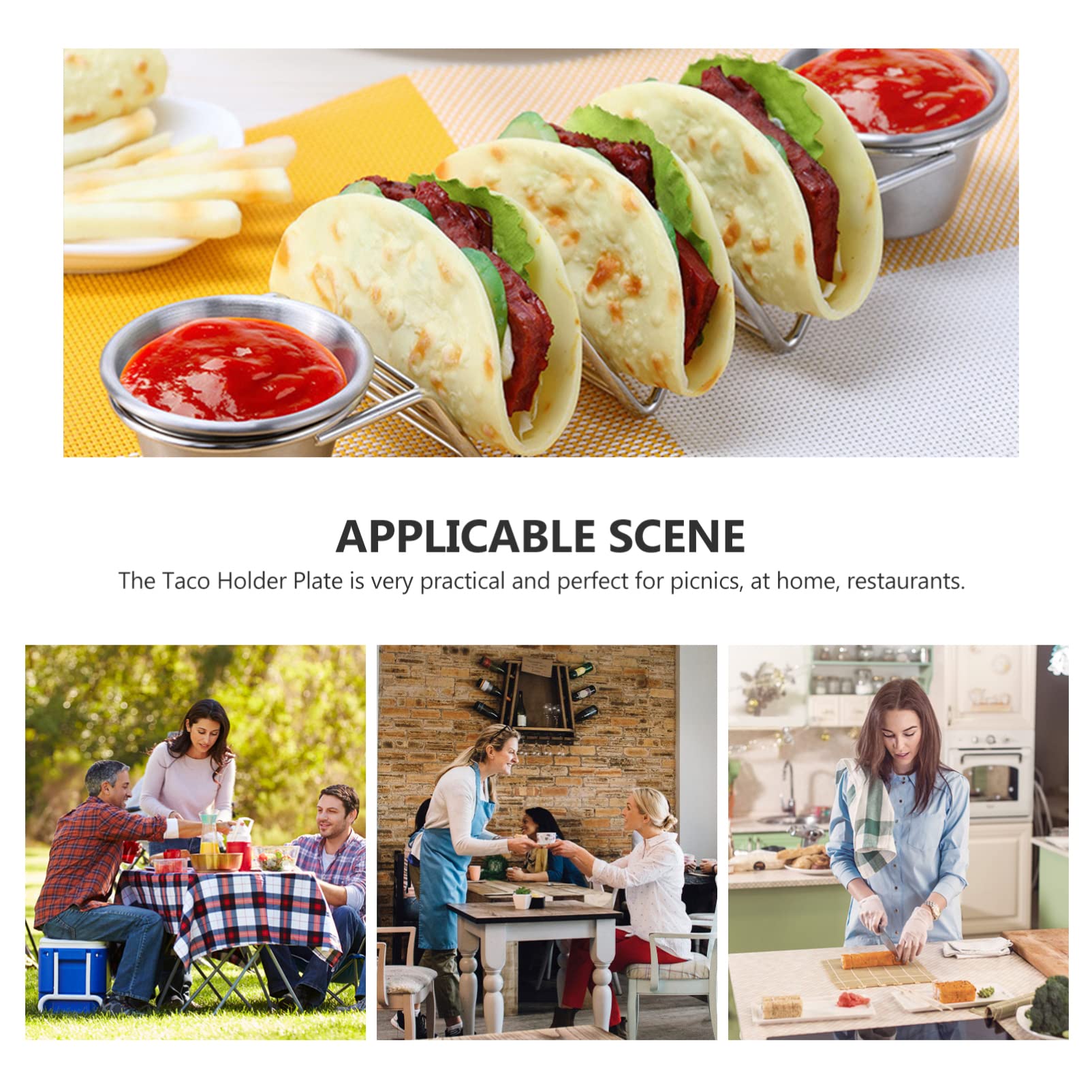 Stainless Steel Pancake Stand with Sauce Cups - Commercial Bakery & Kitchen Storage Rack for Pancakes, Tacos & Waffles - Perfect for Restaurants, Cafes & Home Breakfast Buffets