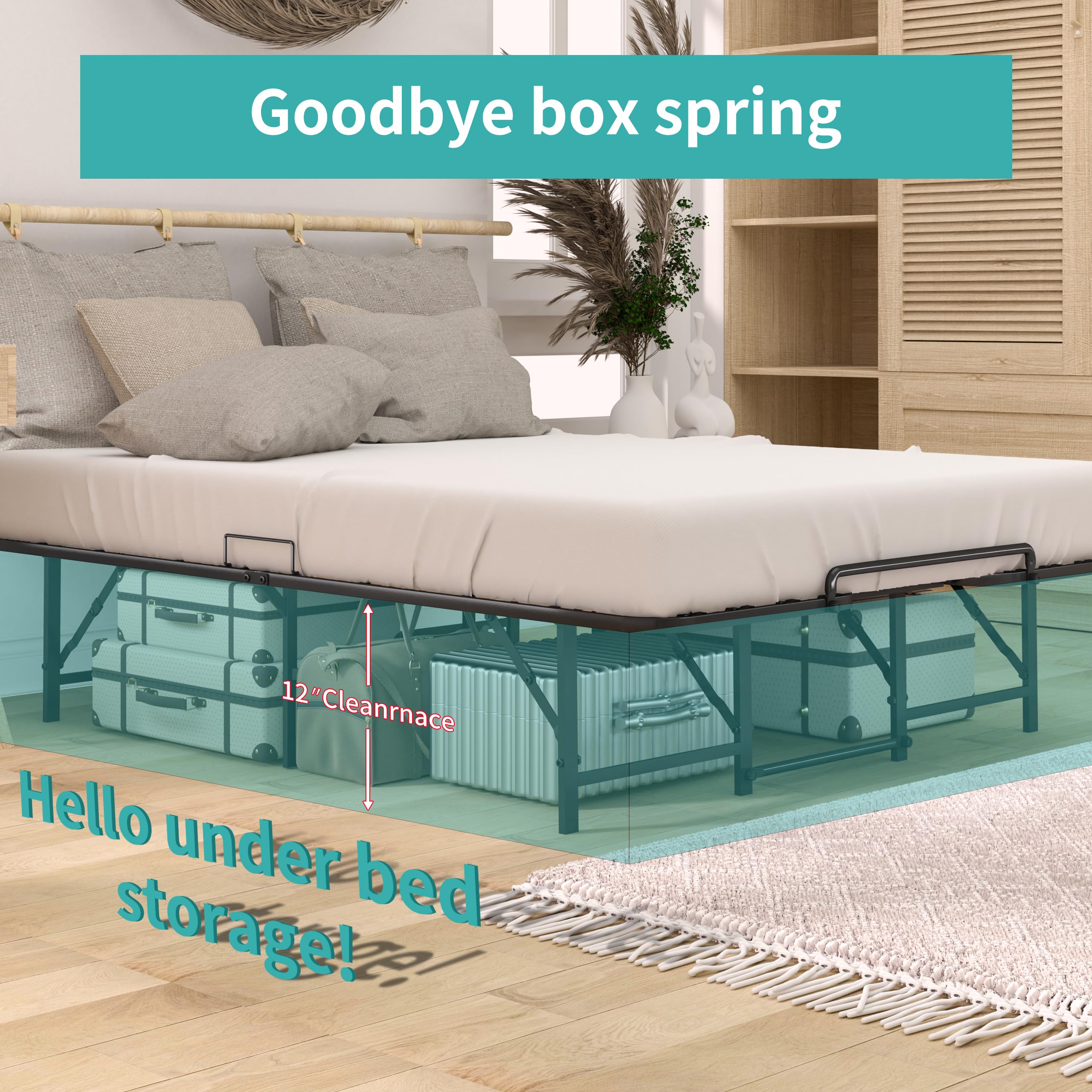 Queen Size Foldable Bed Frame - 14.2