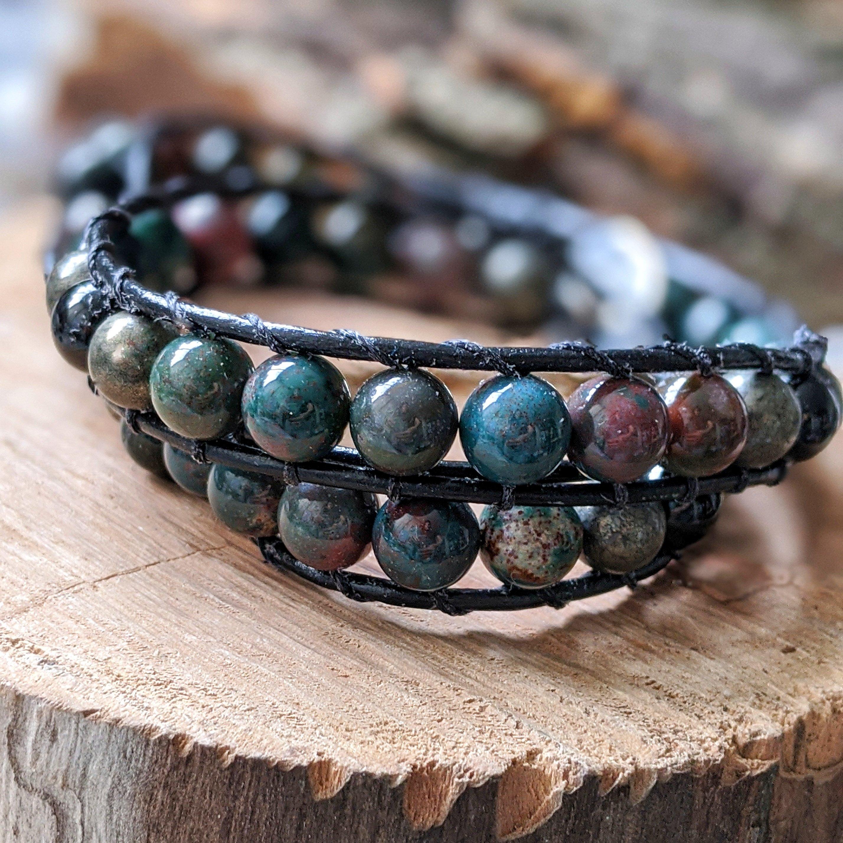 Natural Bloodstone and Pyrite Wrap Bracelet for Women - Healing Crystal Jewelry for Protection & Energy - Perfect for Yoga, Meditation & Spiritual Gifts