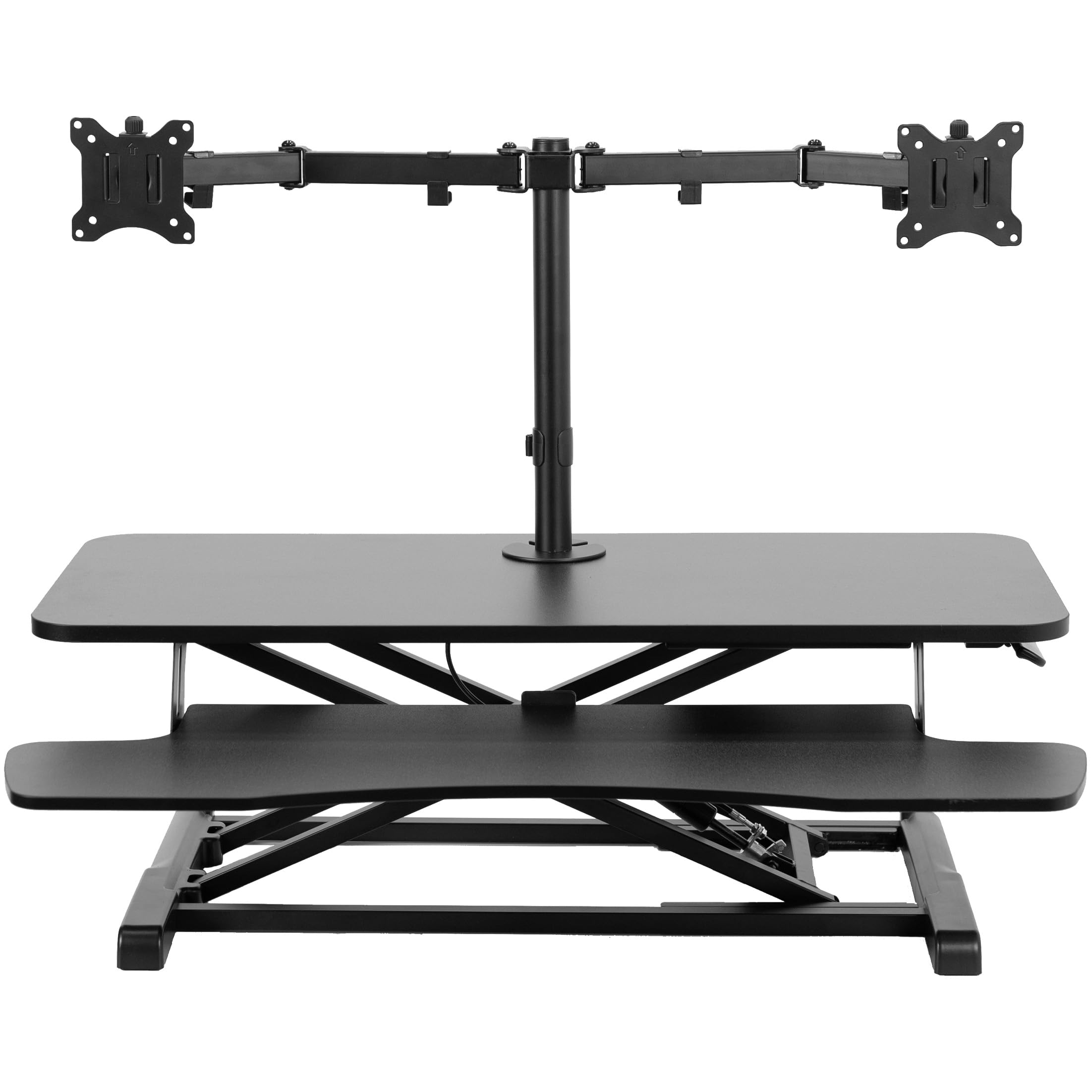 VIVO 36 Inch Adjustable Standing Desk Converter - Dual Monitor Stand for 13 to 30 Inch Screens, Sit Stand Workstation Riser (Black) | Perfect for Home Office, Gaming Setup & Ergonomic Workspace - DESK-V036K-M2