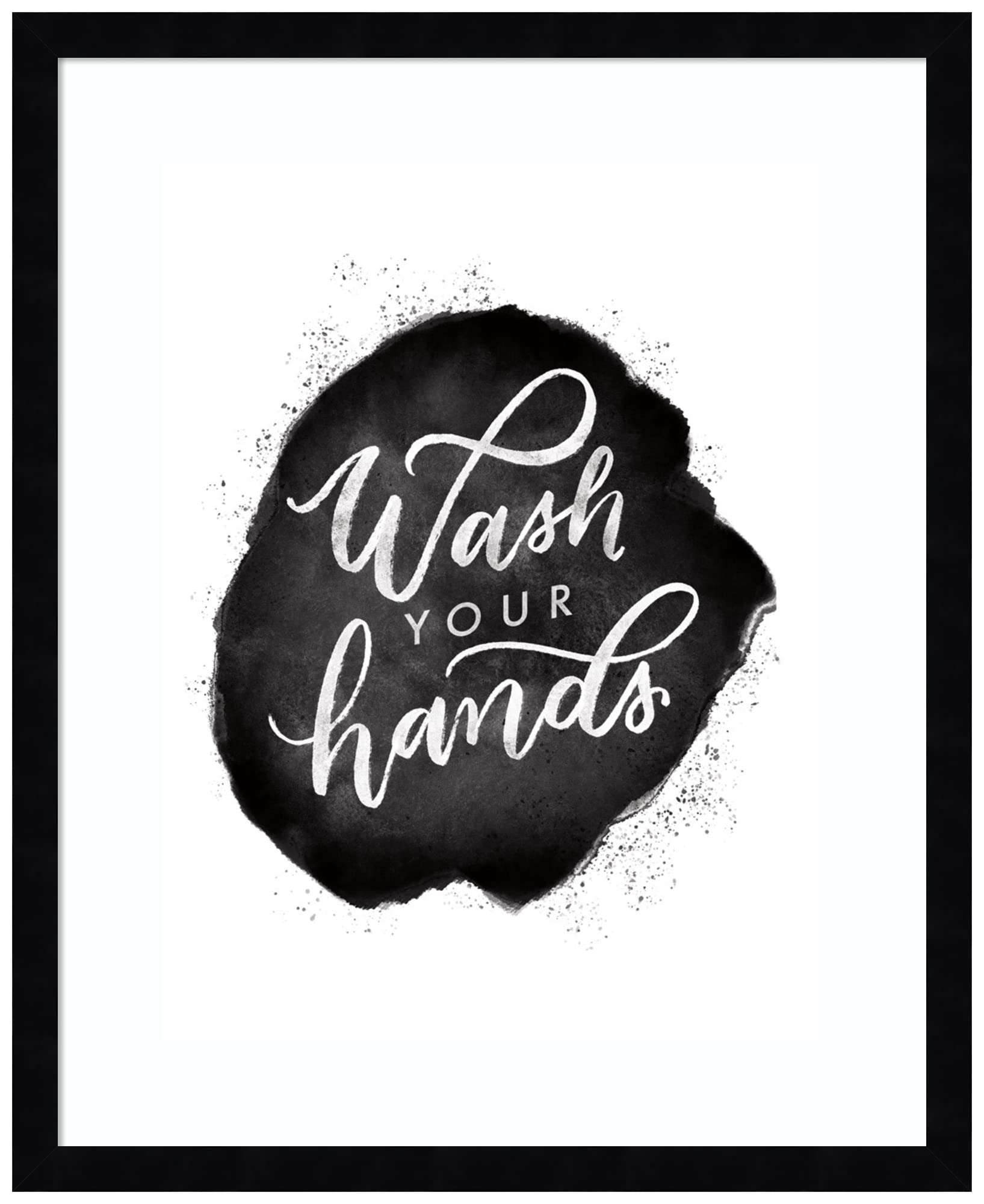 Amanti Art Framed Wall Art Print 21x17 - 'Wash Your Hands' by Becky Thorns | Modern Contemporary Bathroom Wall Decor | Small Poster Painting for Living Room, Bedroom, Kitchen & Office | Perfect for Home, Spa & Salon Decor