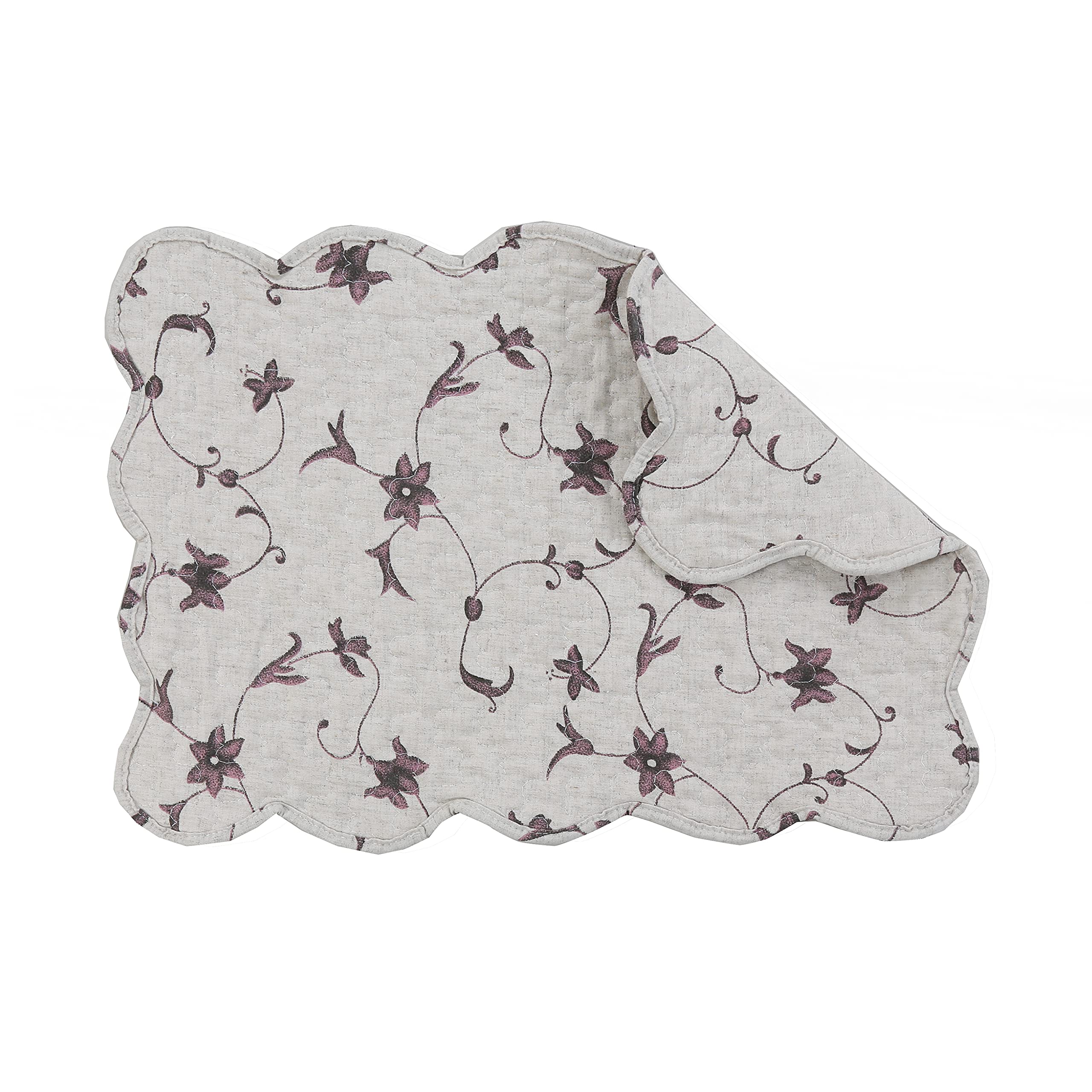 Premium Quilted Linen Cotton Placemats Set of 4 - Purple Morning Glory Floral Design for Dining Table Decor - Elegant & Durable Table Mats for Everyday Use, Dinner Parties & Holiday Entertaining