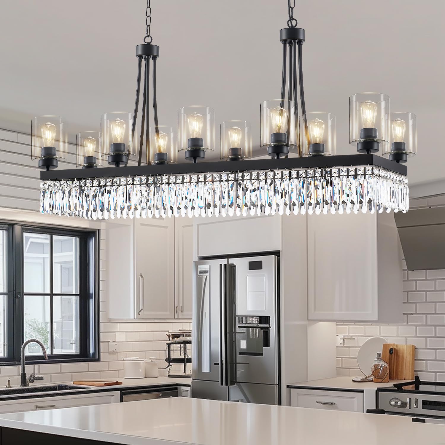 Modern Black Rectangle Crystal Chandelier - 47