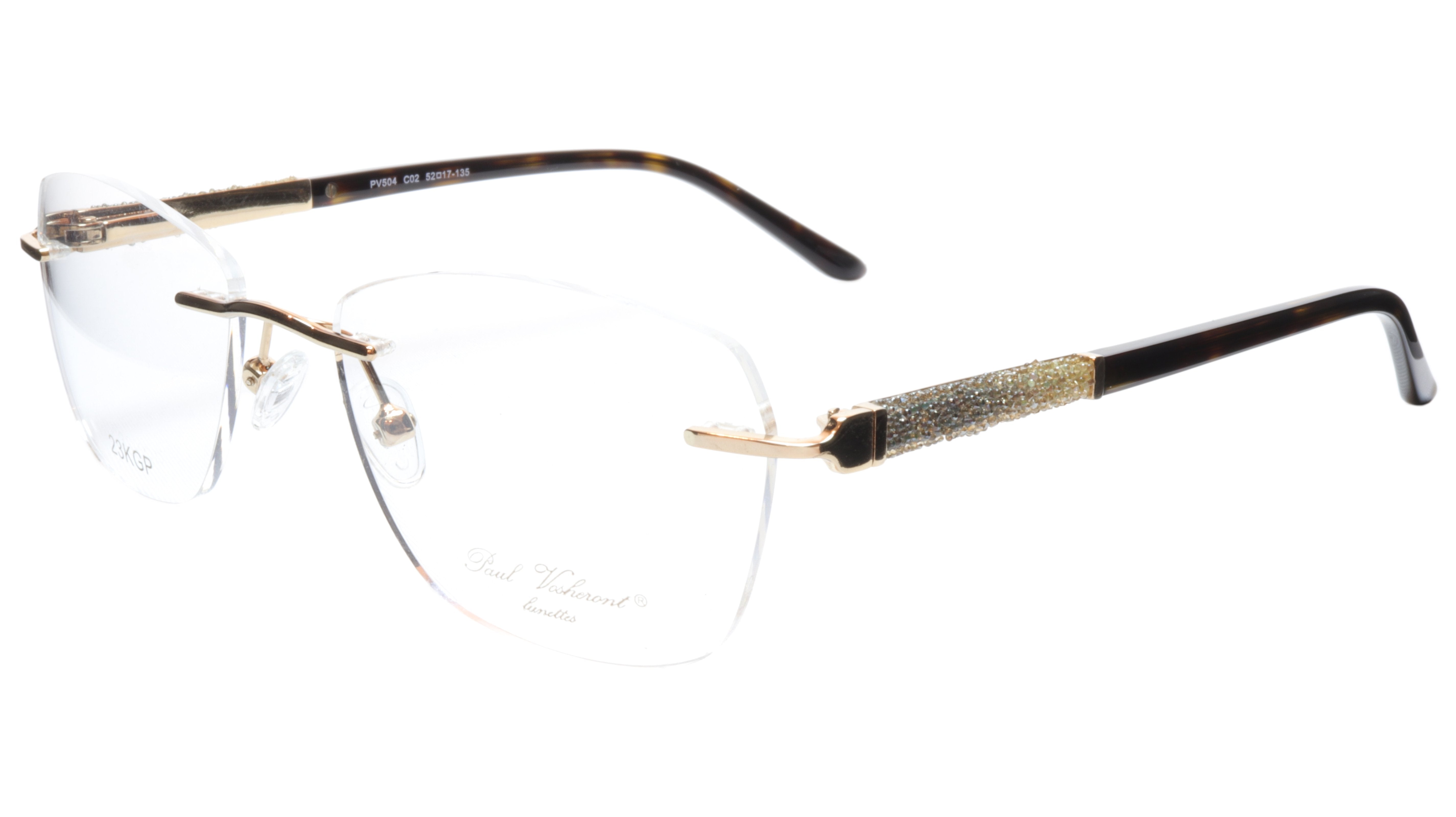 Paul Vosheront PV504 C02 Gold Plated Acetate Eyeglass Frames - Italian Made 52-17-135 Size - Premium Lightweight Glasses for Men & Women - Perfect for Office, Reading & Fashion Accessories