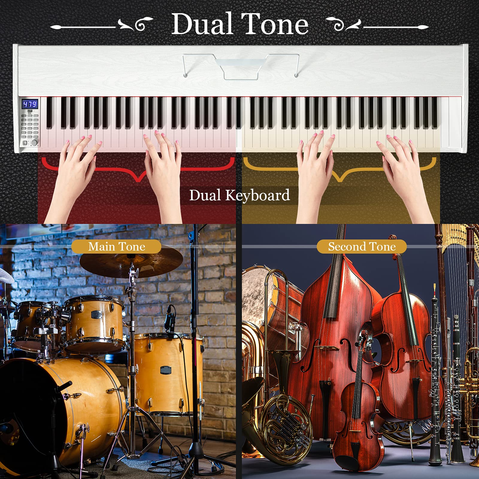 Costzon 88-Key Weighted Digital Piano Keyboard - Full Size Portable MIDI Controller with Hammer Action Keys, Duet Mode, Sustain Pedal, Built-in Speakers & Power Supply - Ideal for Beginners & Adults (White) | Perfect for Home Practice, Music Lessons & Studio Recording