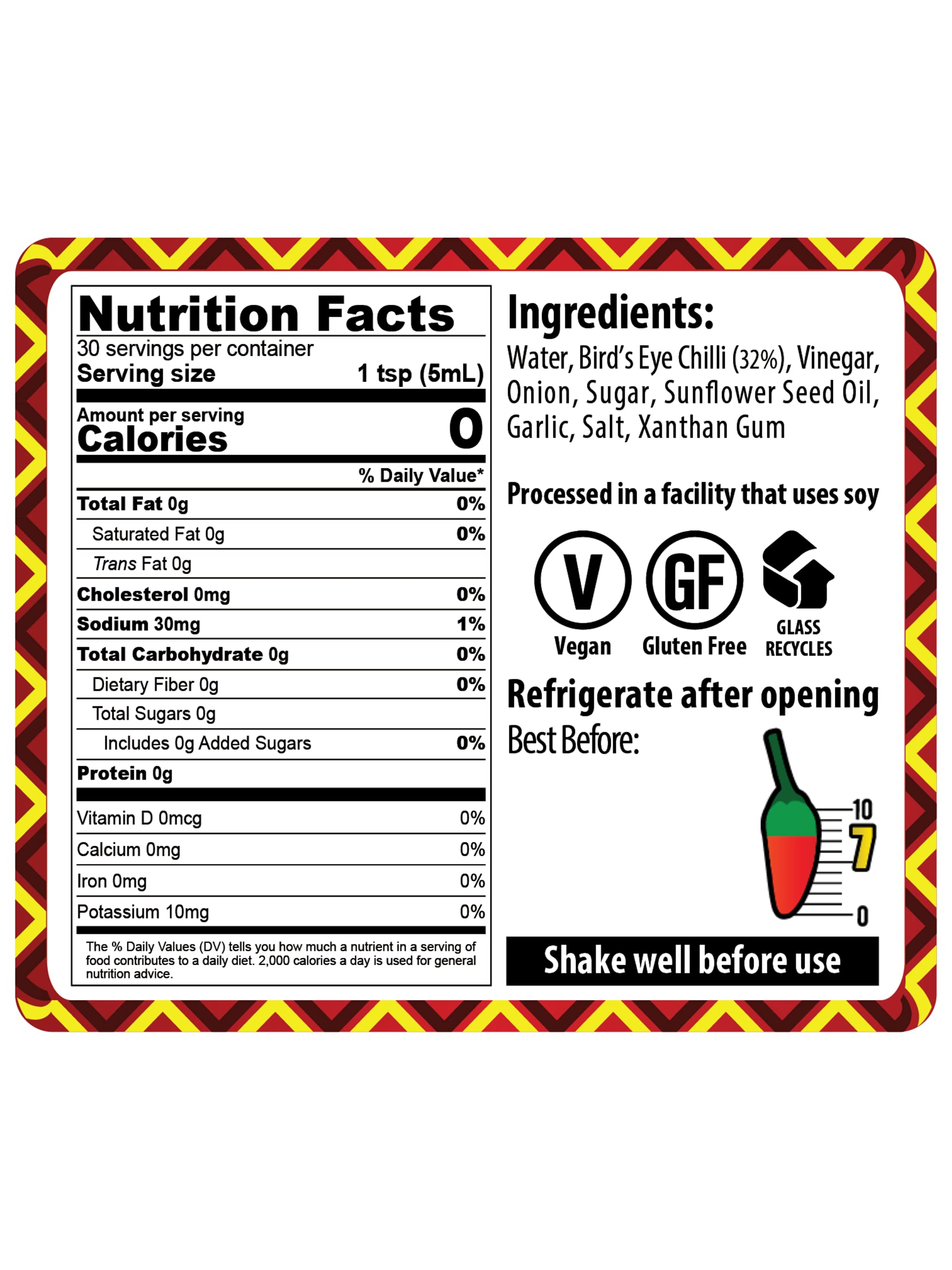 African Dream Foods Bird's Eye Chilli Hot Sauce - Bold & Fiery Flavor, Vegan, Non-GMO, 5 fl oz Glass Bottle - Perfect for Wings, Tacos, Pizza & Spicy Food Lovers