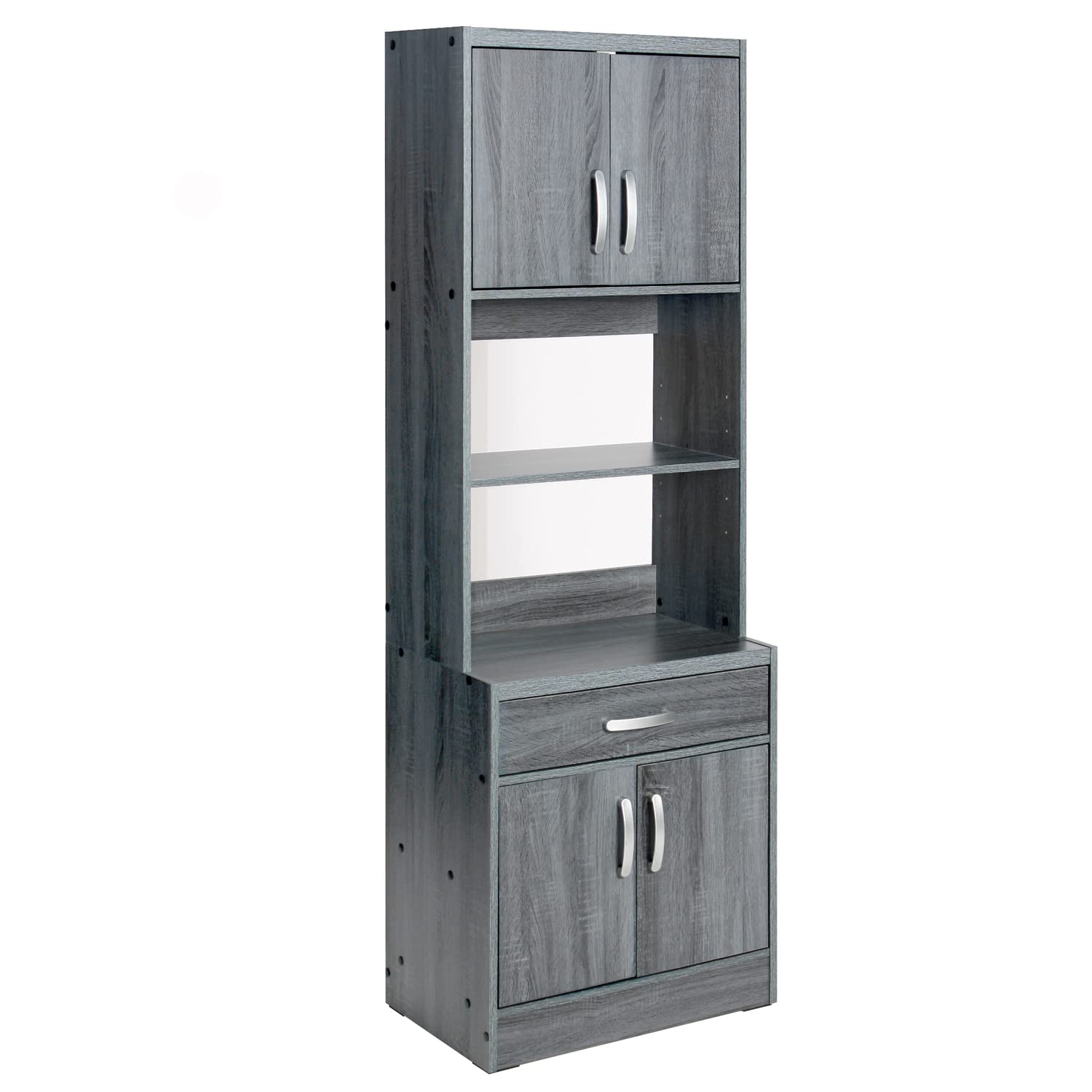 Better Home Products Shelby Tall Wooden Kitchen Pantry in Gray - Modern Storage Cabinet for Spices, Cookware & Dry Food - Perfect for Small Kitchens, Dining Rooms & Pantry Organization