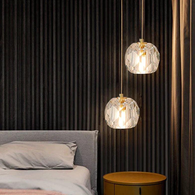 Elegant Small Crystal Pendant Light for Bedroom - Modern Ceiling Fixture with Sparkling Prisms, Perfect for Bedroom, Living Room, or Dining Room Decor